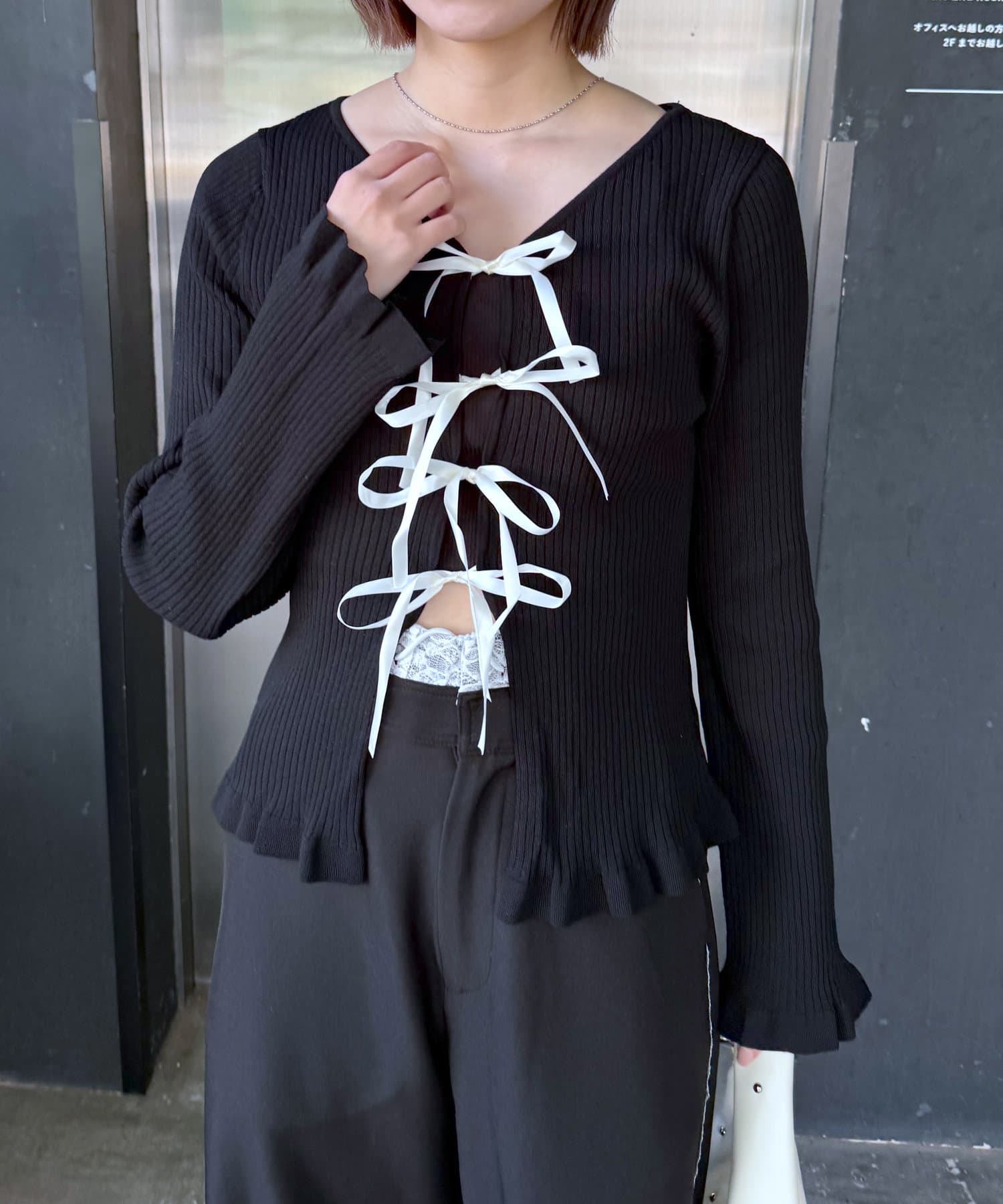 OUTLET(アウトレット) 【mystic】リボンカーデ