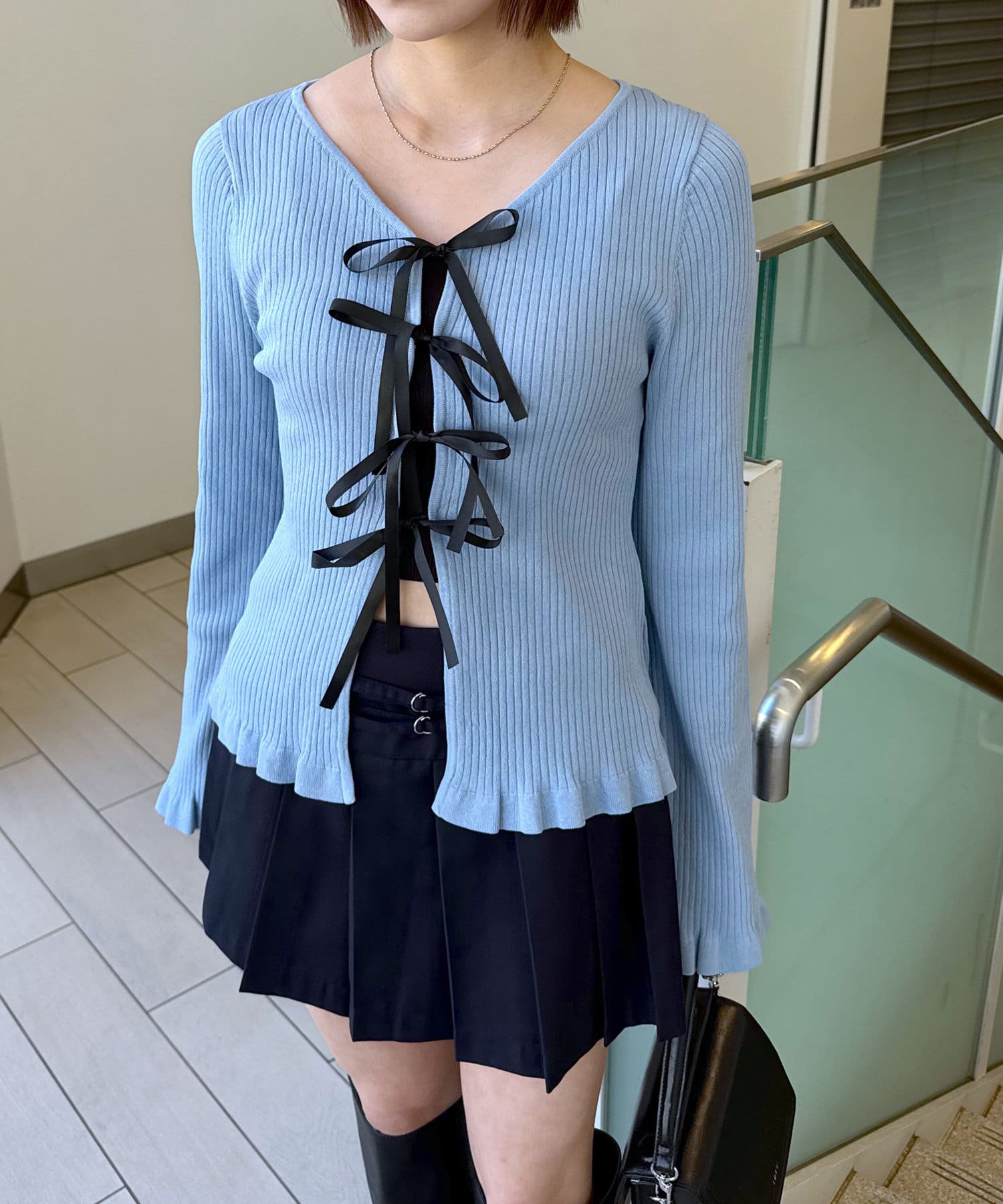 OUTLET(アウトレット) 【mystic】リボンカーデ