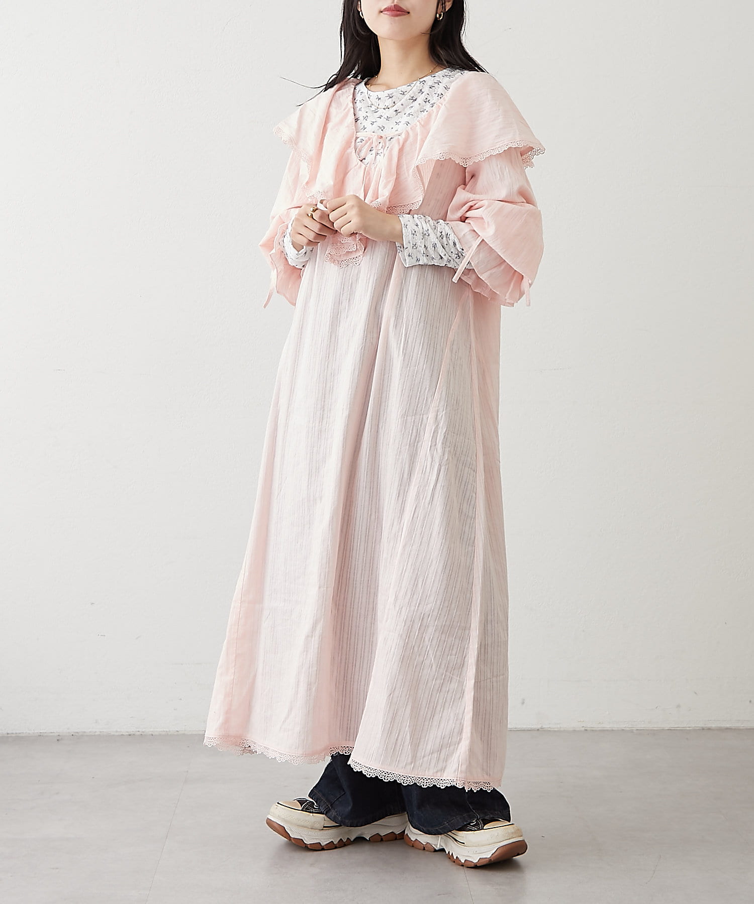 OUTLET(アウトレット) 【w closet】コットンフリルワンピース