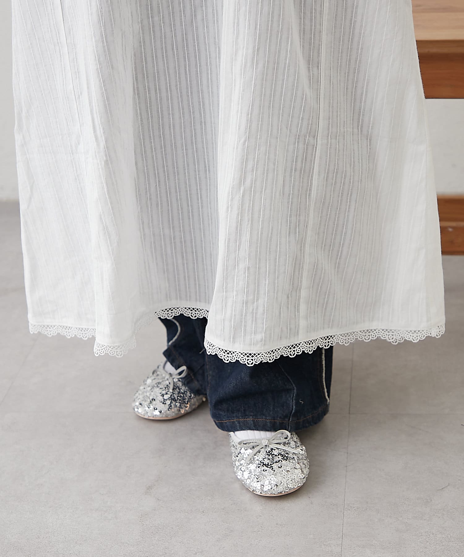 OUTLET(アウトレット) 【w closet】コットンフリルワンピース