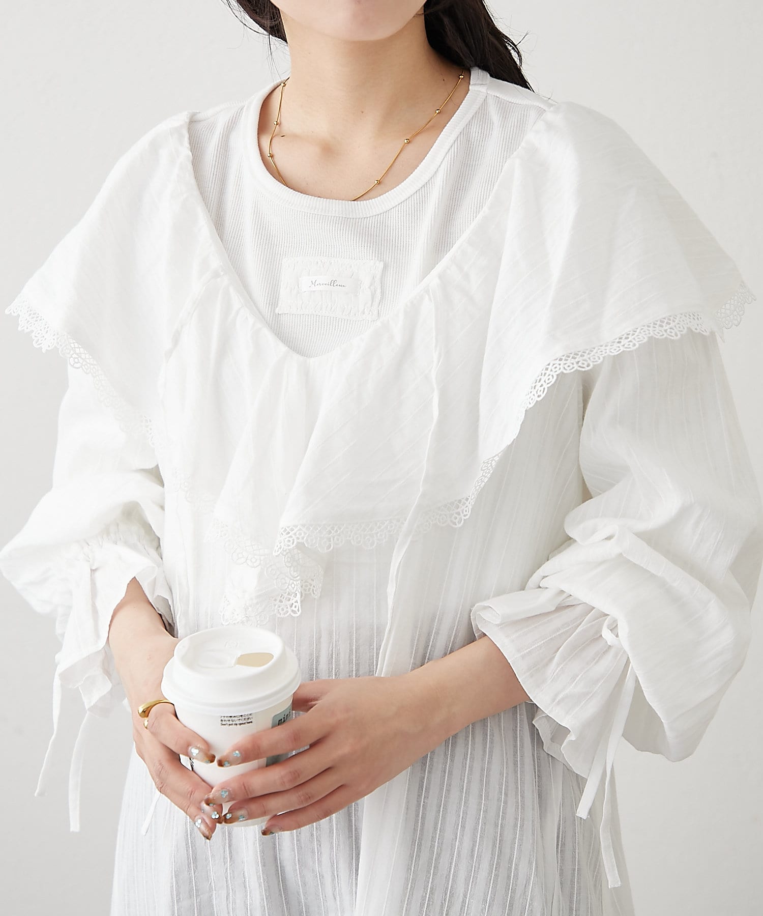 OUTLET(アウトレット) 【w closet】コットンフリルワンピース