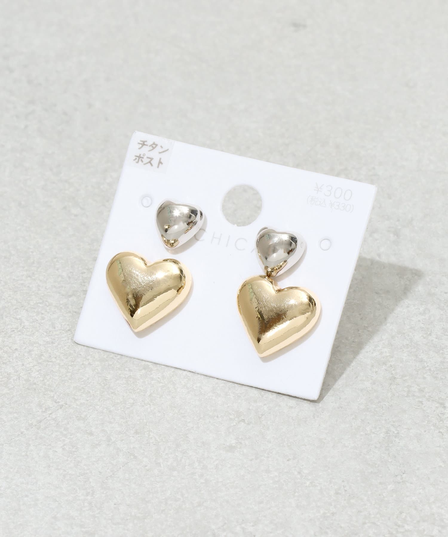 3COINS(スリーコインズ) メタルハートピアス4個セット