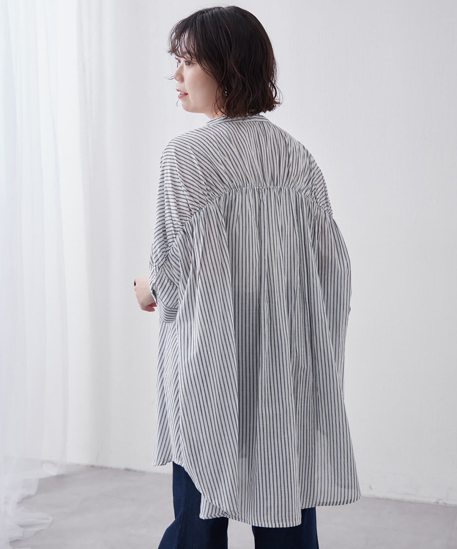 Remind me and forever(リマインドミーアンドフォーエバー) 【NAO】インド綿100%、後ろ切替ギャザーブラウス