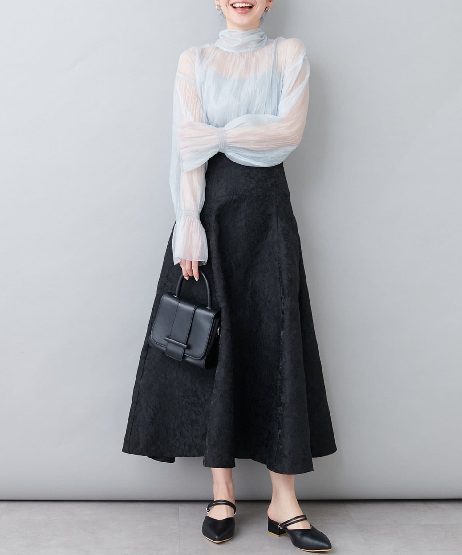 NICE CLAUP / OLIVE des OLIVE OUTLET(ナイスクラップ  / オリーブ デ オリーブ アウトレット) 【natural couture】フラワージャガードスカート