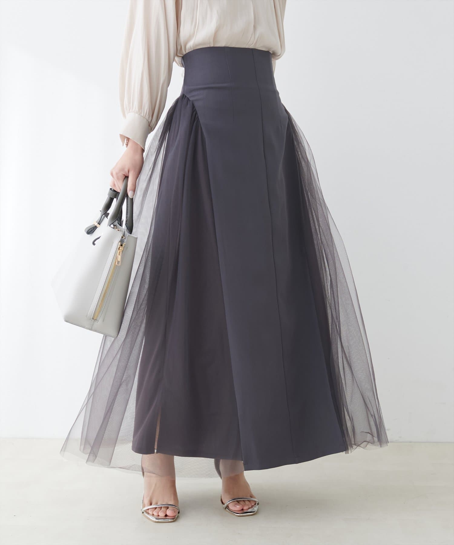 NICE CLAUP / OLIVE des OLIVE OUTLET(ナイスクラップ  / オリーブ デ オリーブ アウトレット) 【natural couture】チュールコンビスカート