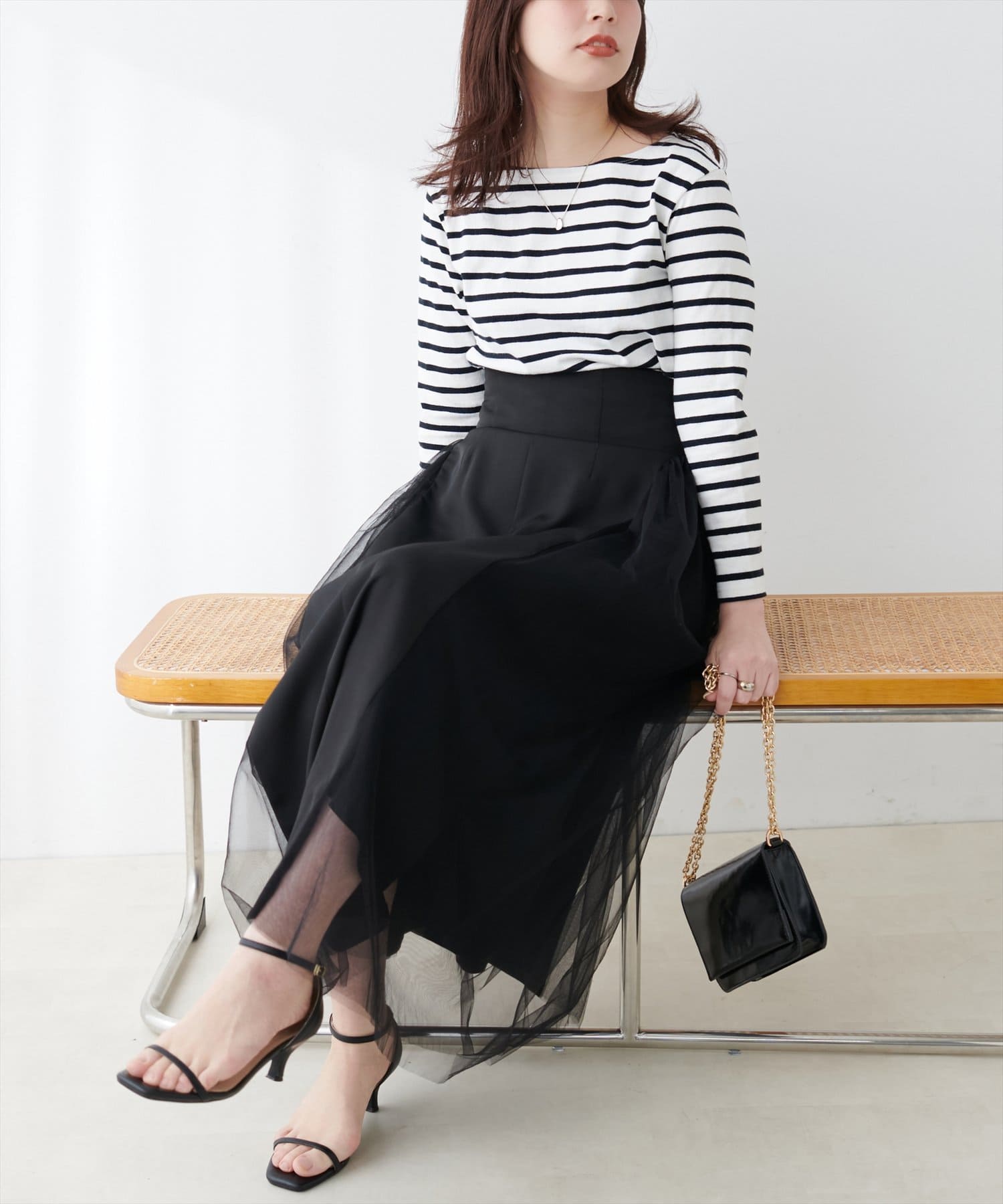 NICE CLAUP / OLIVE des OLIVE OUTLET(ナイスクラップ  / オリーブ デ オリーブ アウトレット) 【natural couture】チュールコンビスカート