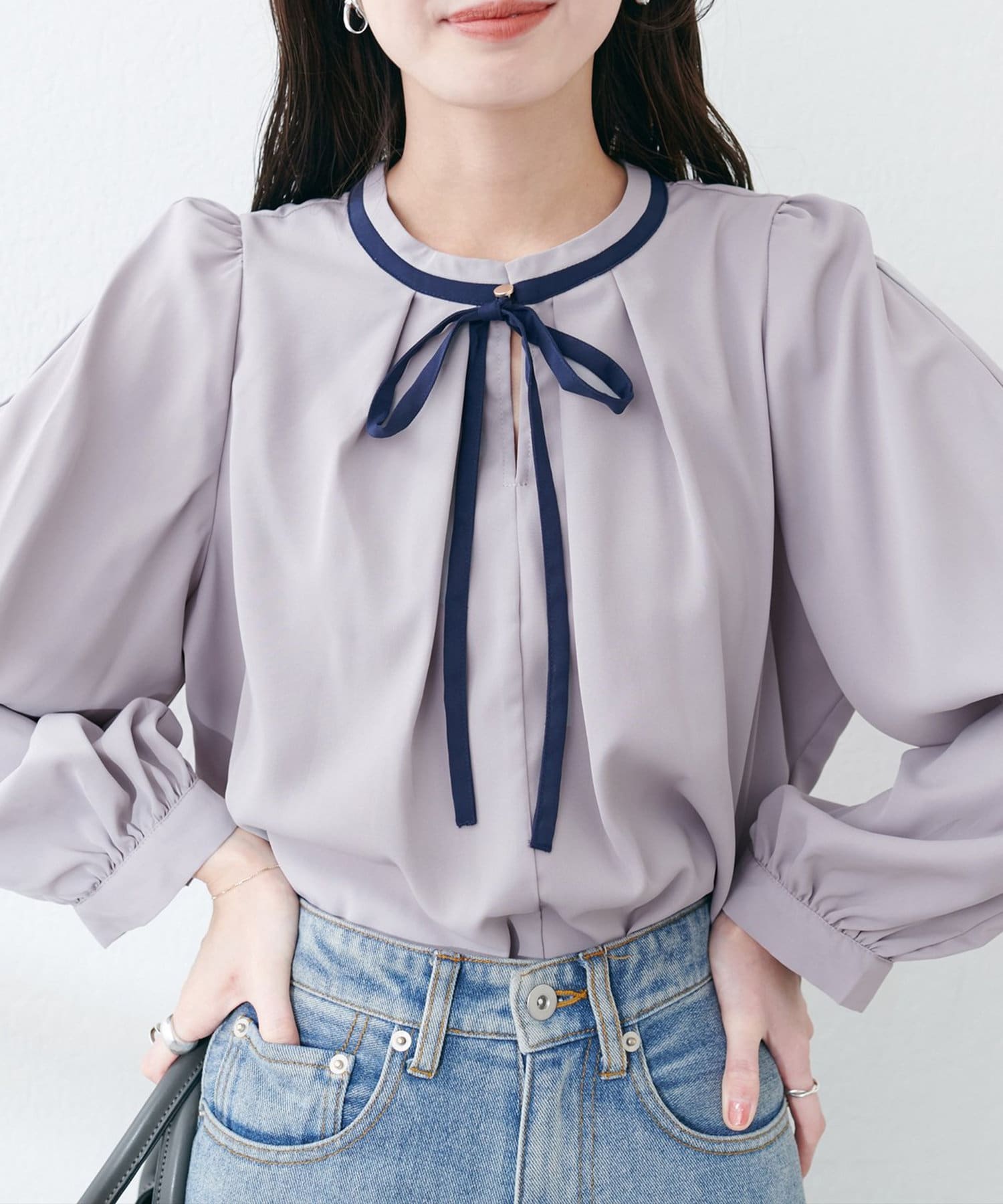 NICE CLAUP / OLIVE des OLIVE OUTLET(ナイスクラップ  / オリーブ デ オリーブ アウトレット) 【natural couture】リボン付きマルチWAYブラウス