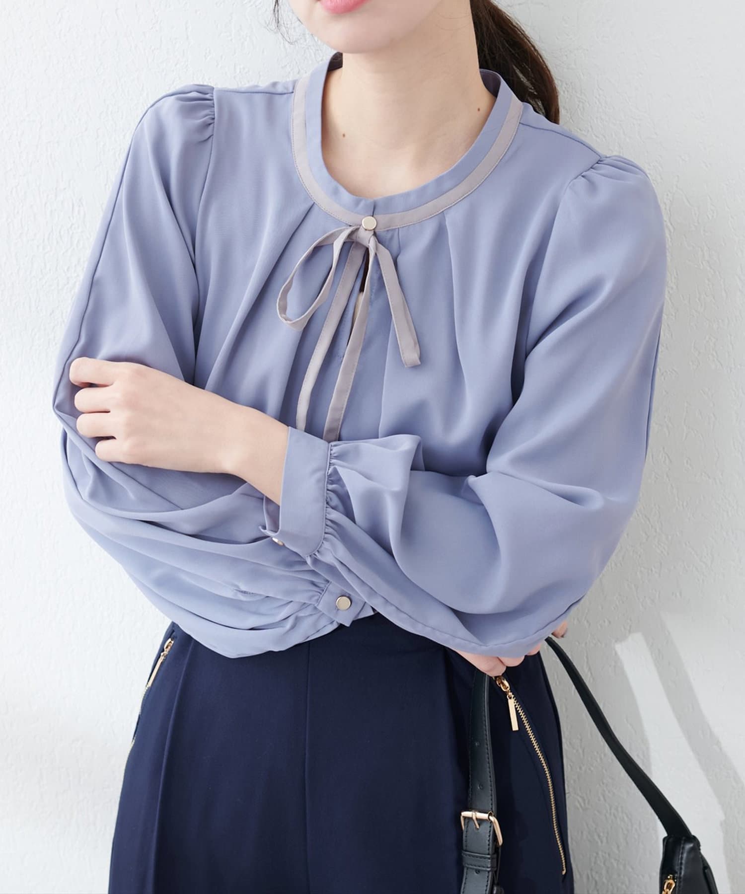 NICE CLAUP / OLIVE des OLIVE OUTLET(ナイスクラップ  / オリーブ デ オリーブ アウトレット) 【natural couture】リボン付きマルチWAYブラウス