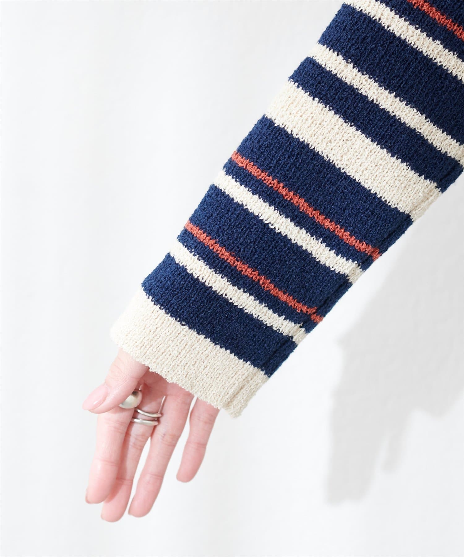 NICE CLAUP / OLIVE des OLIVE OUTLET(ナイスクラップ  / オリーブ デ オリーブ アウトレット) 【natural couture】マルチボーダーニットカーディガン