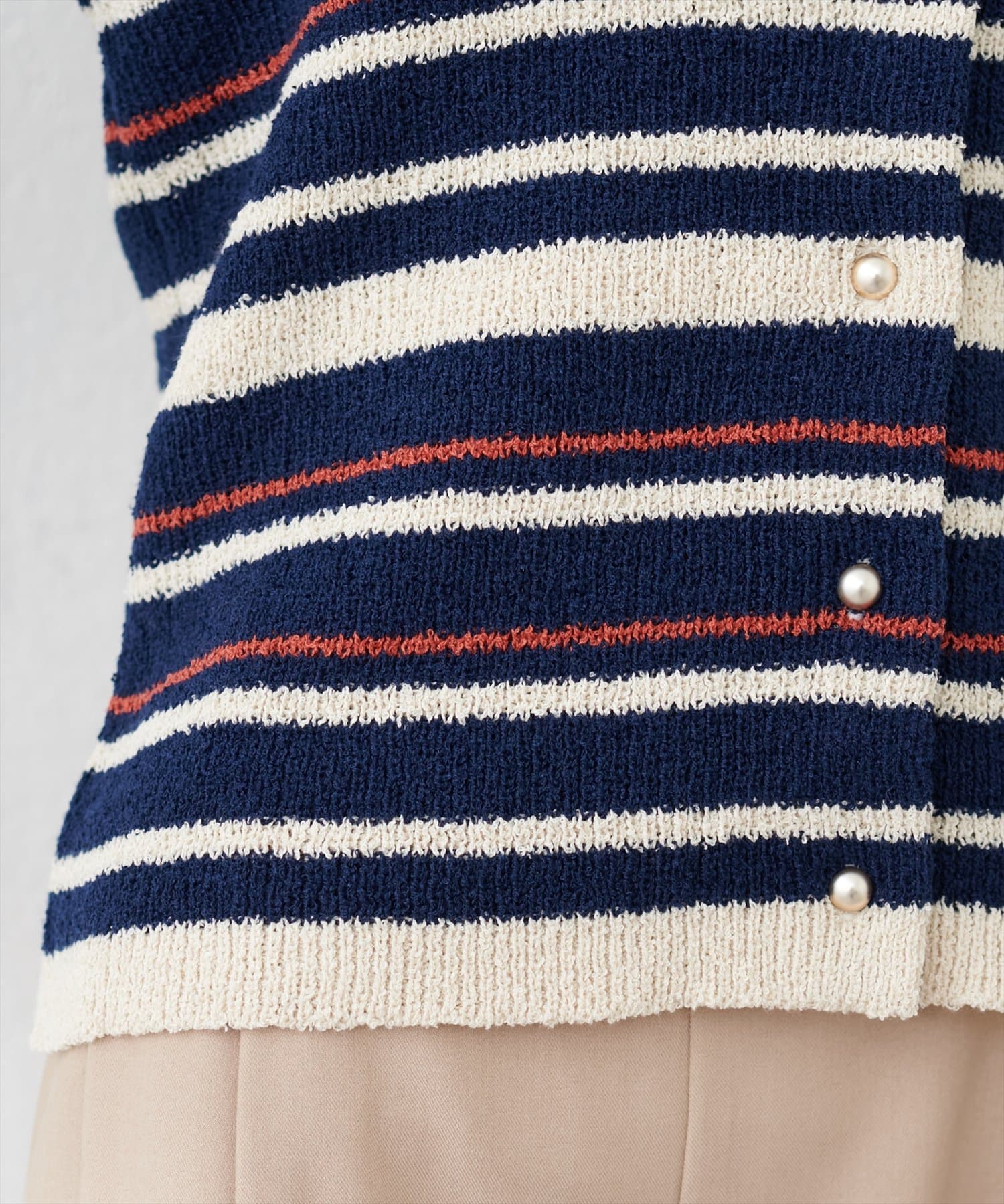 NICE CLAUP / OLIVE des OLIVE OUTLET(ナイスクラップ  / オリーブ デ オリーブ アウトレット) 【natural couture】マルチボーダーニットカーディガン