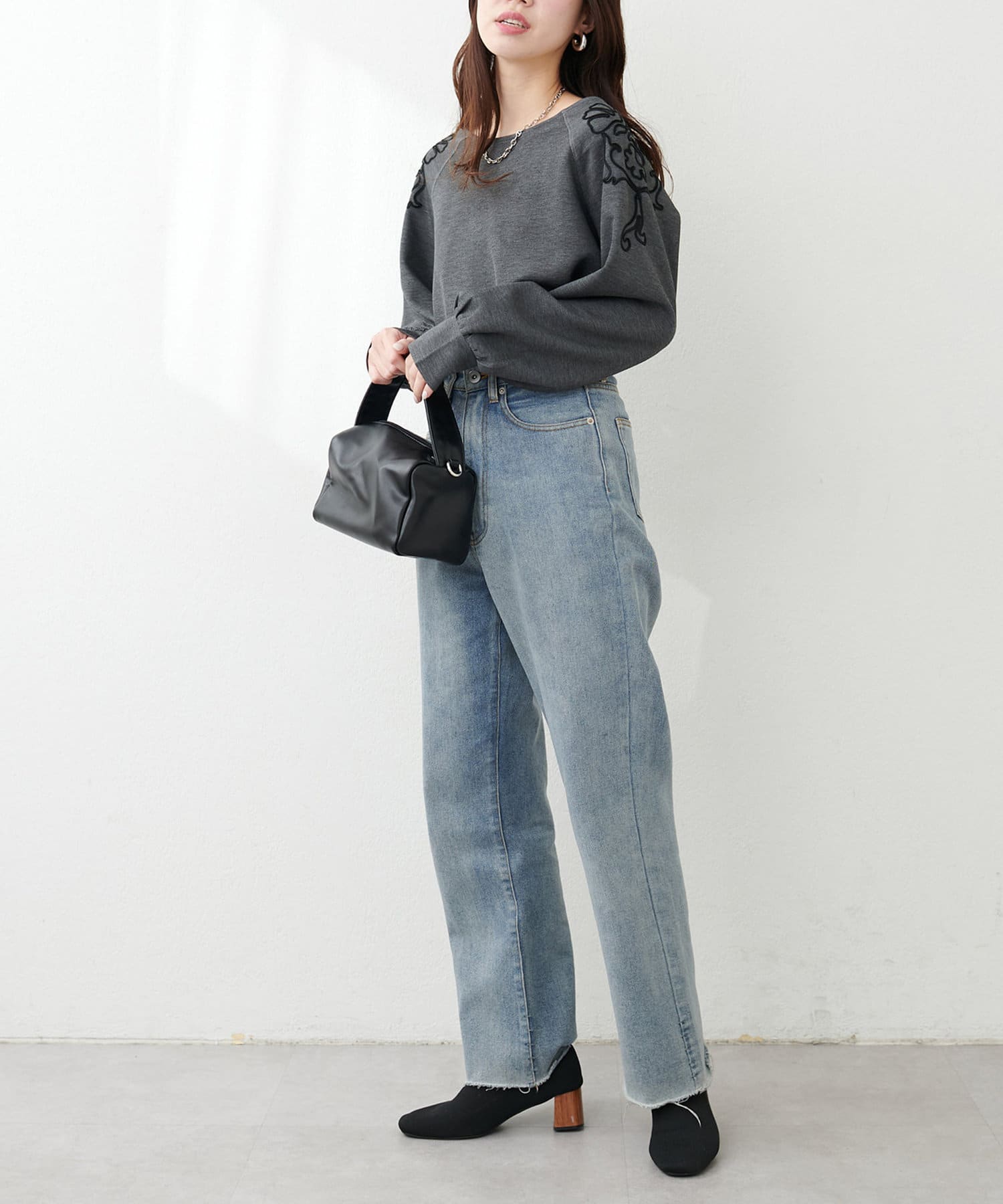 NICE CLAUP / OLIVE des OLIVE OUTLET(ナイスクラップ  / オリーブ デ オリーブ アウトレット) 【natural couture】コード刺しゅうカットソー