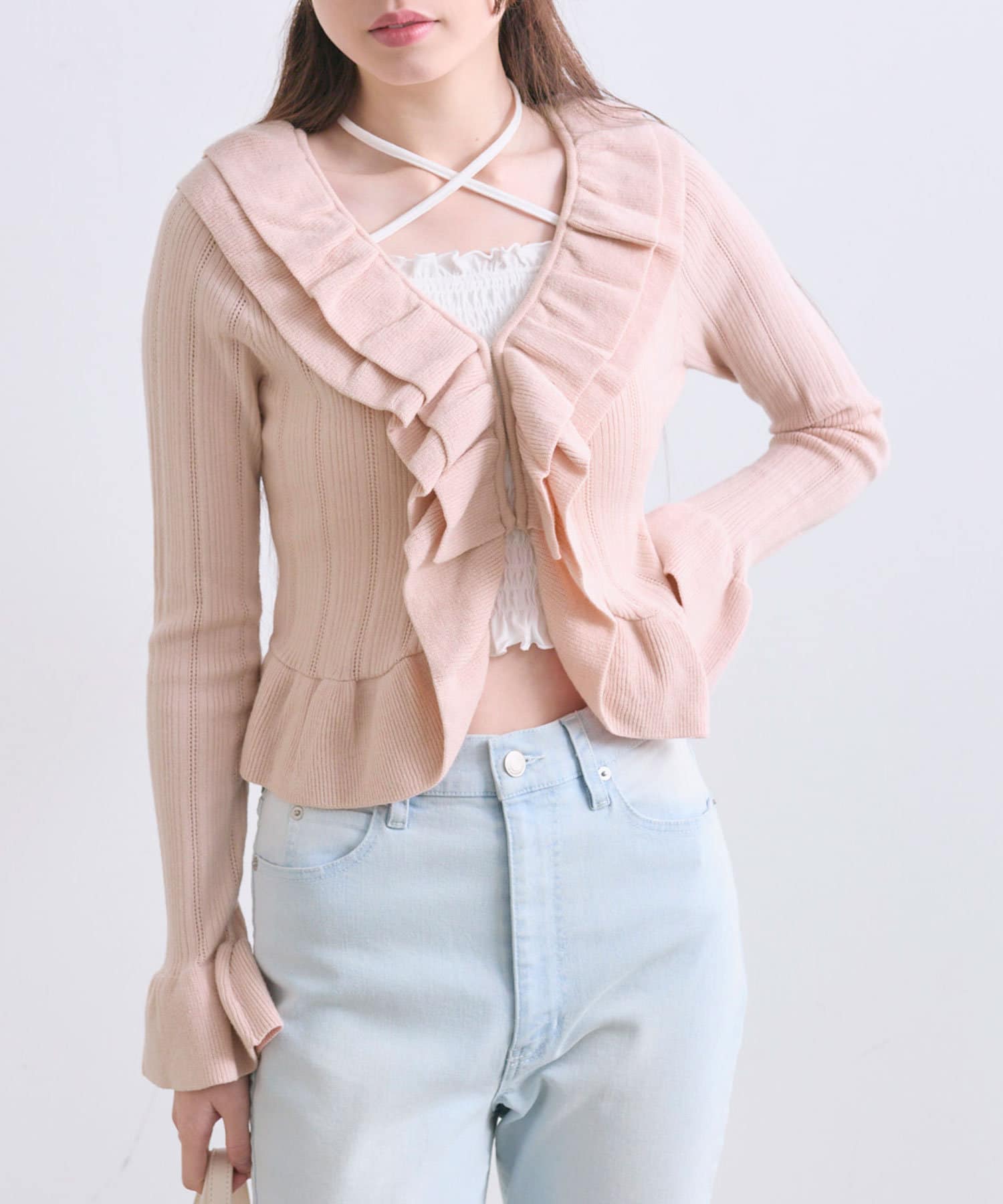 NICE CLAUP / OLIVE des OLIVE OUTLET(ナイスクラップ  / オリーブ デ オリーブ アウトレット) 【OLIVE des OLIVE】ラッフルカーデ