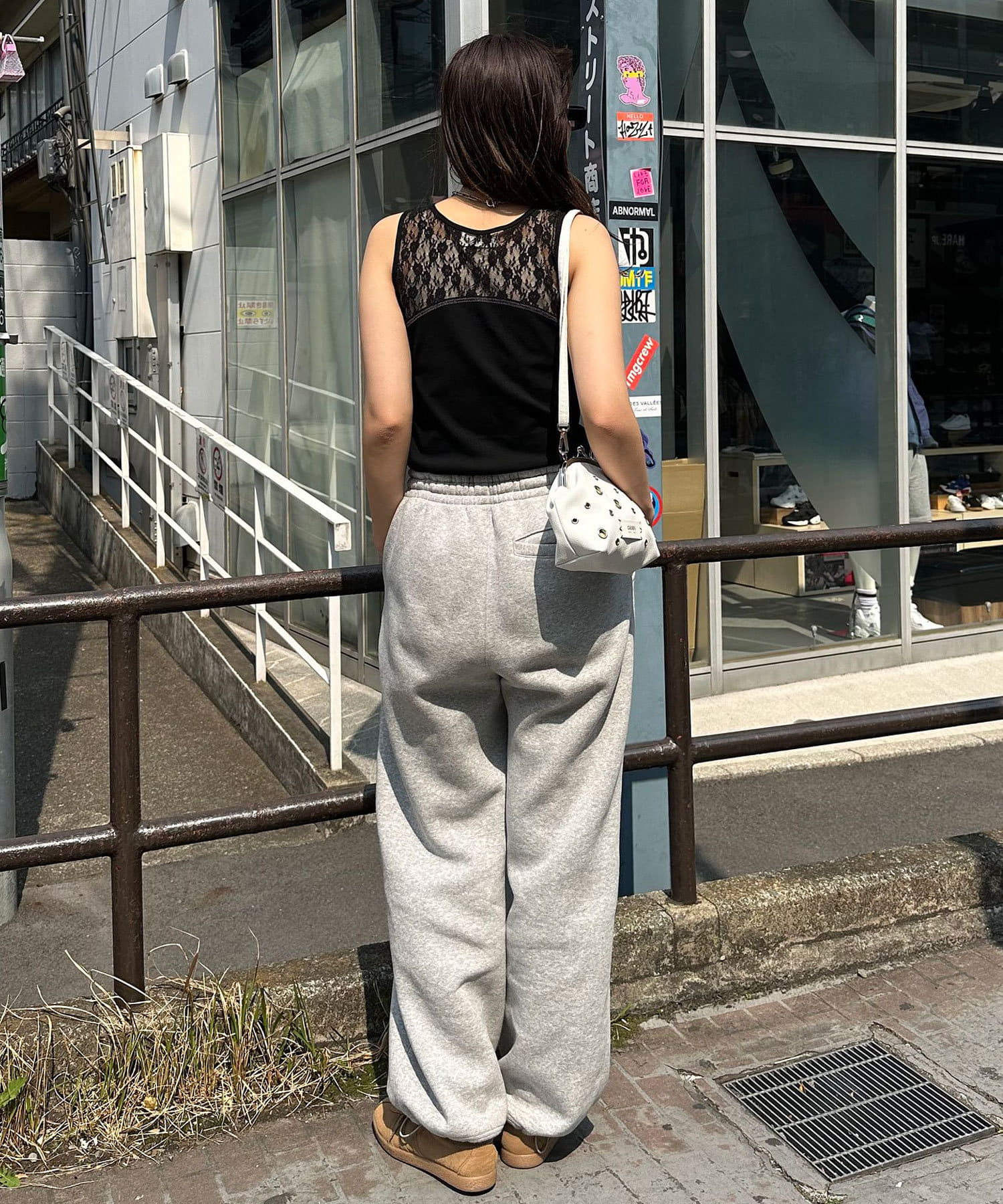 CIAOPANIC(チャオパニック) レース切替刺繍ロゴタンクトップ