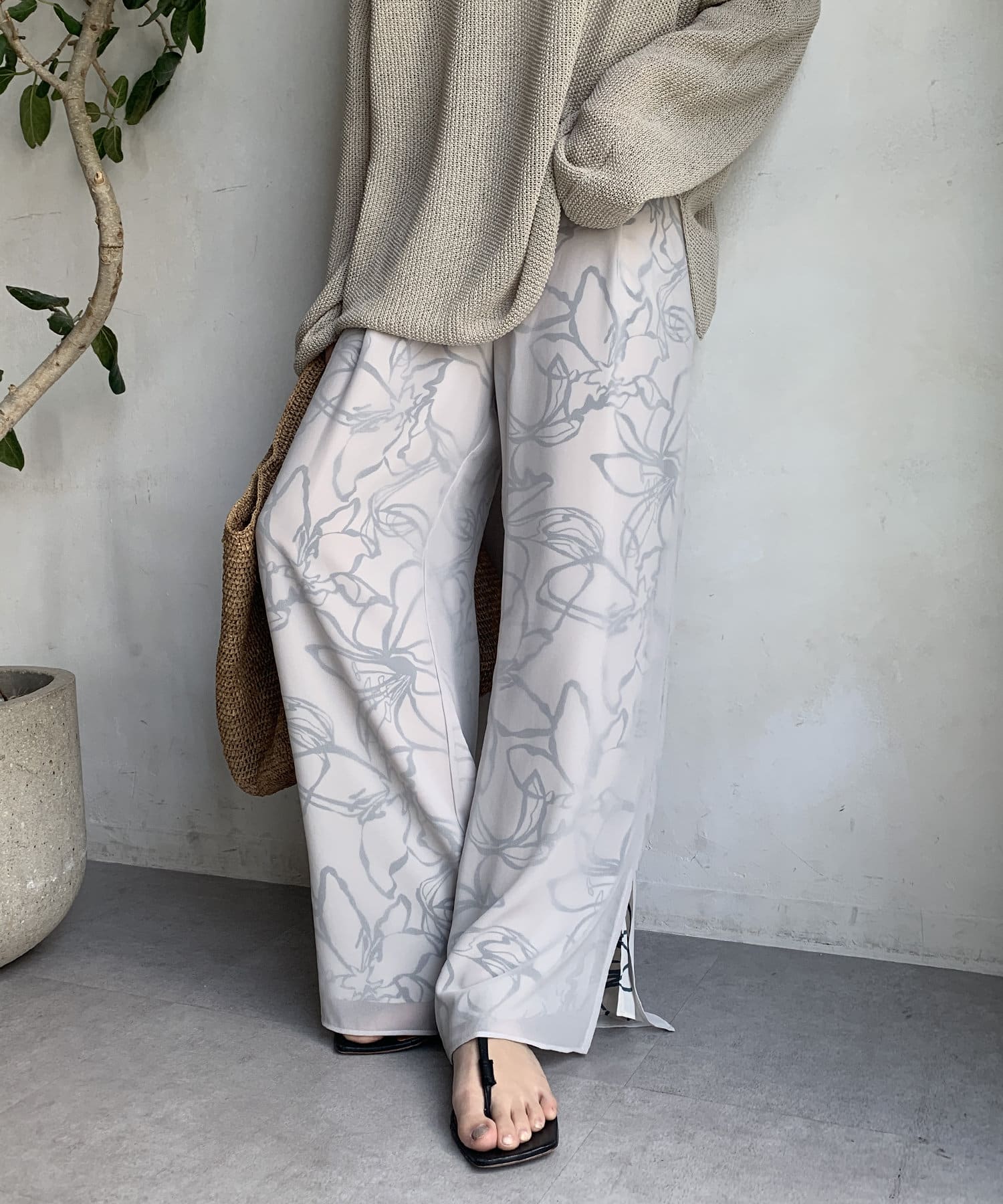 DOUDOU(ドゥドゥ) 【WEB限定】シアーレイヤードプリントパンツ