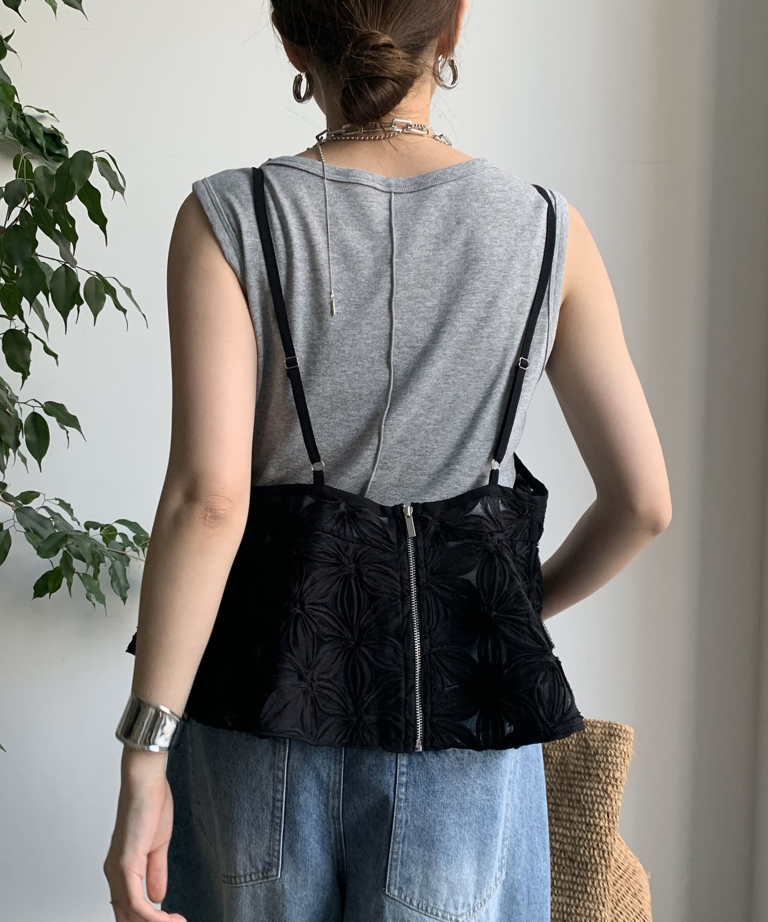 DOUDOU(ドゥドゥ) 【再追加決定！/着映え◎/WEB限定】チュールフラワーキャミ