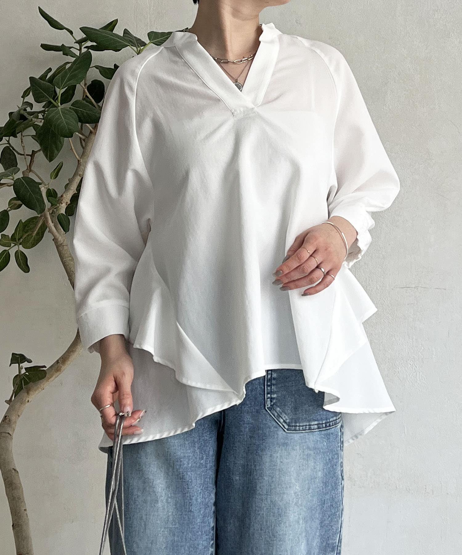 resil バックラインブラウス MA*RS】肩開きクロスZIPスライダーブラウス - ブラック size-F