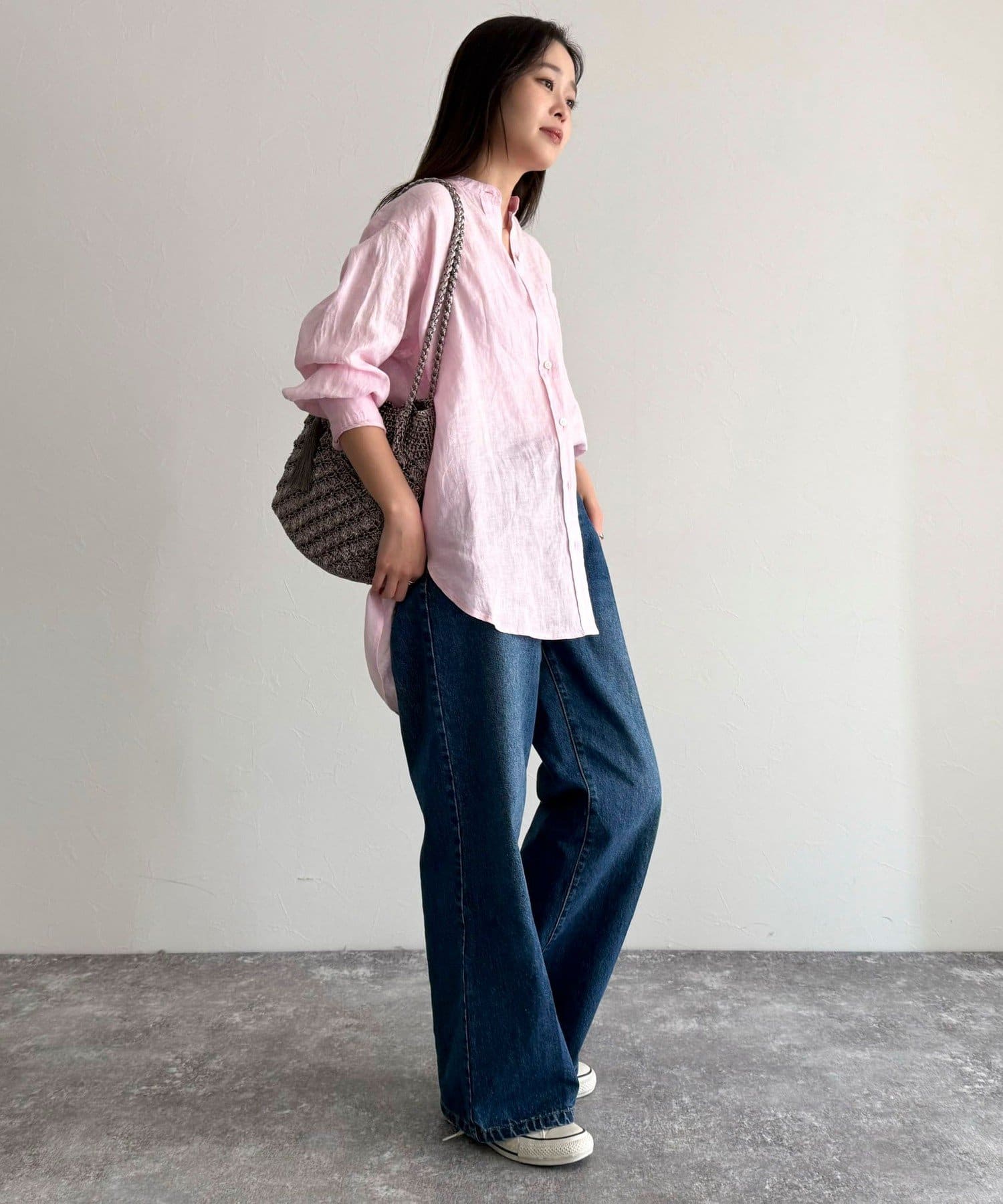 FREDY & GLOSTER(フレディ アンド グロスター) LINEN100バンドカラーシャツ