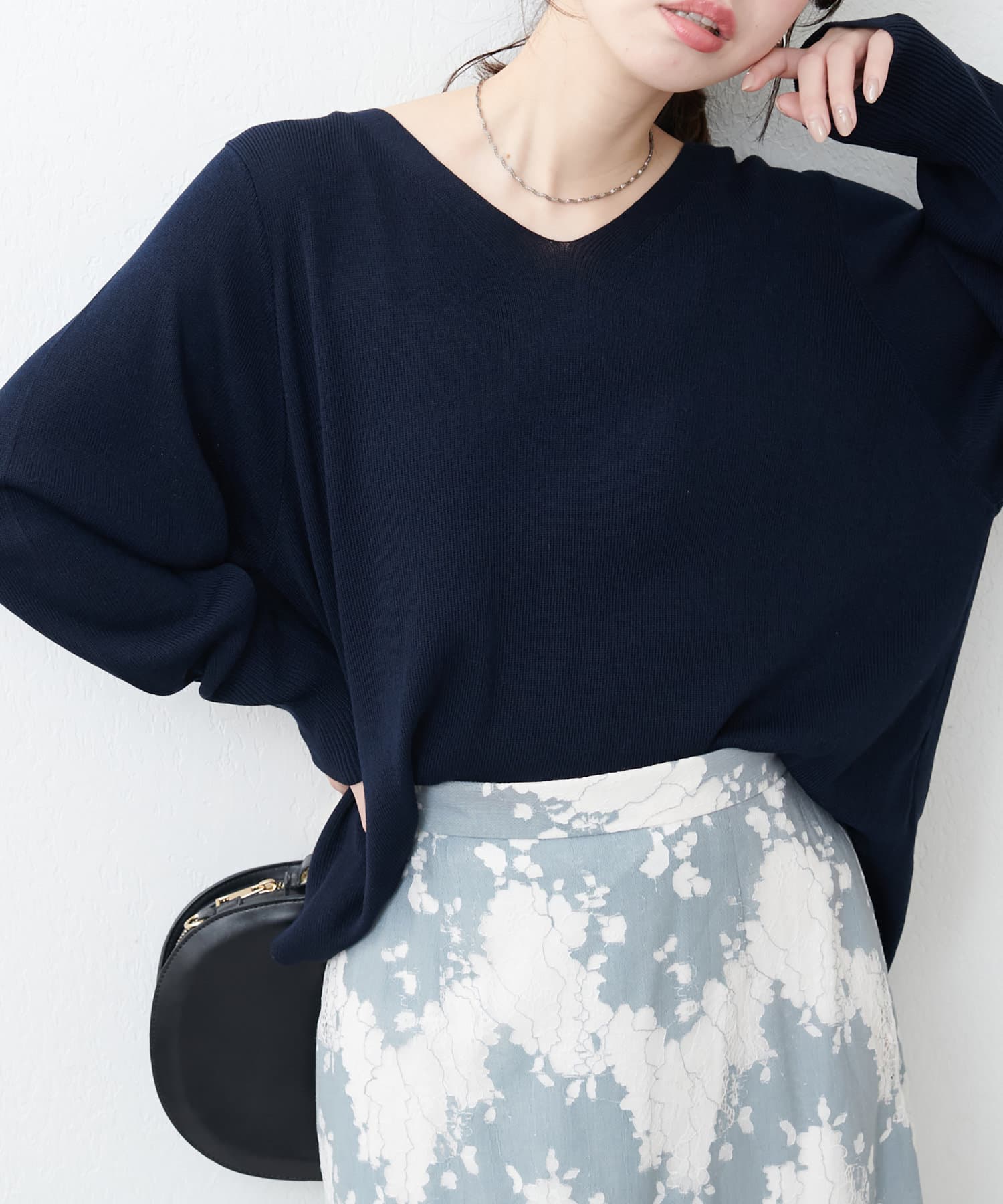 natural couture(ナチュラルクチュール) 【ako】麻タッチⅤ開きニット