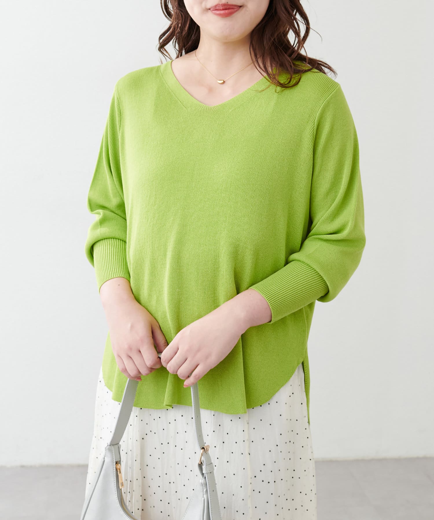 natural couture(ナチュラルクチュール) 【ako】麻タッチⅤ開きニット