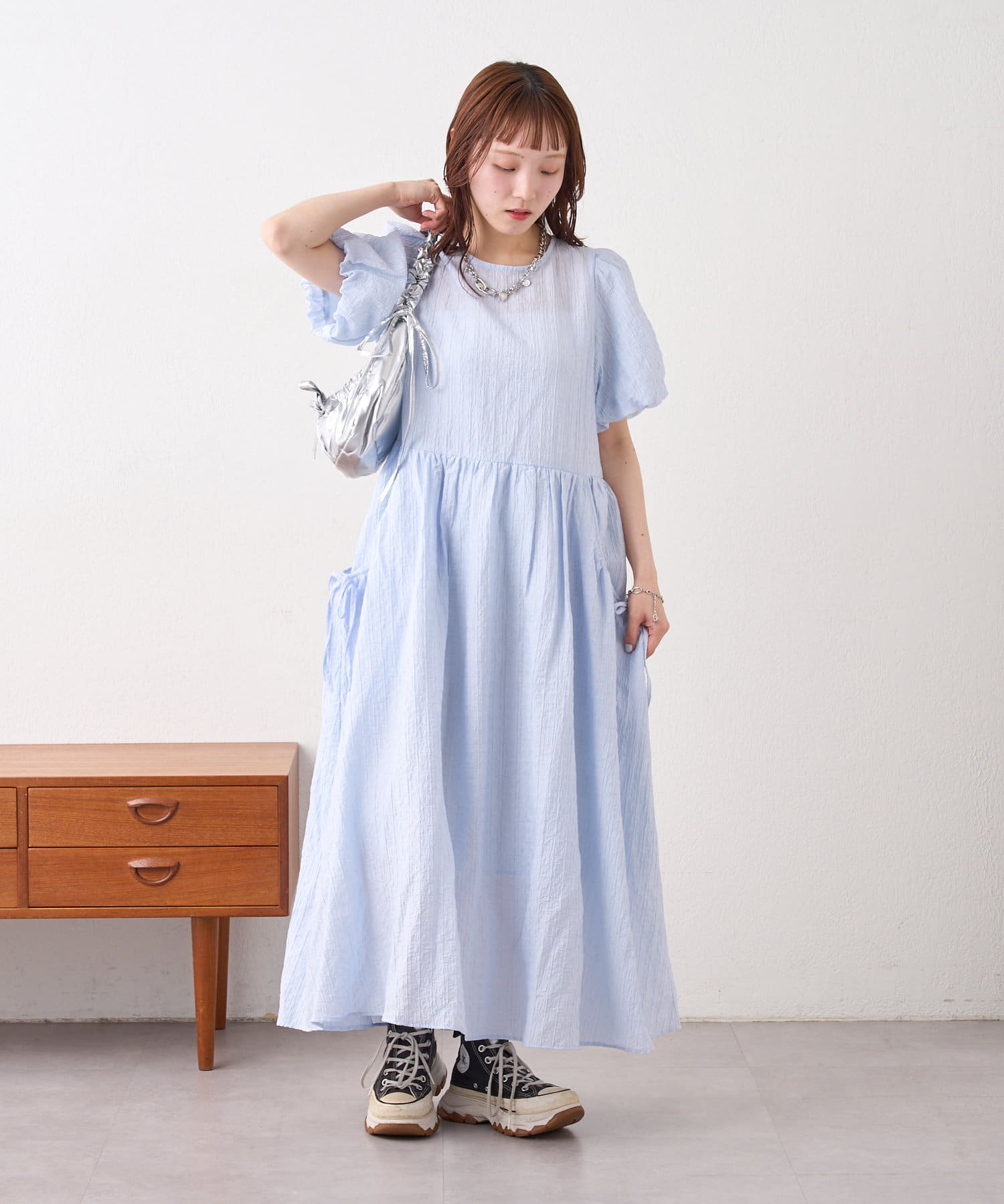 3色展開】バルーンスリーブワンピース | w closet(ダブル