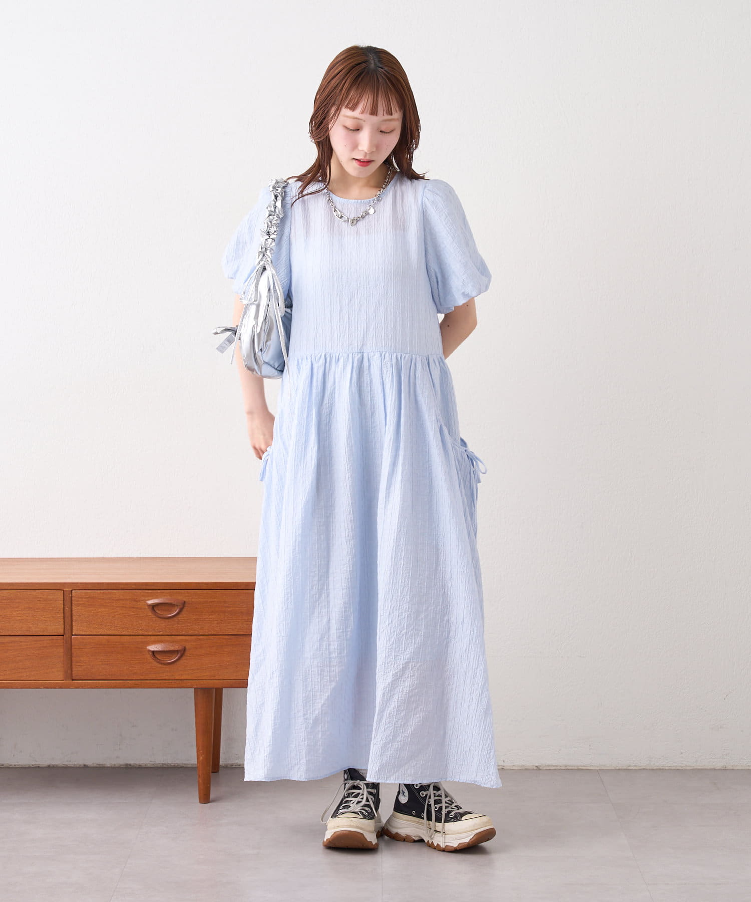 3色展開】バルーンスリーブワンピース | w closet(ダブルクローゼット