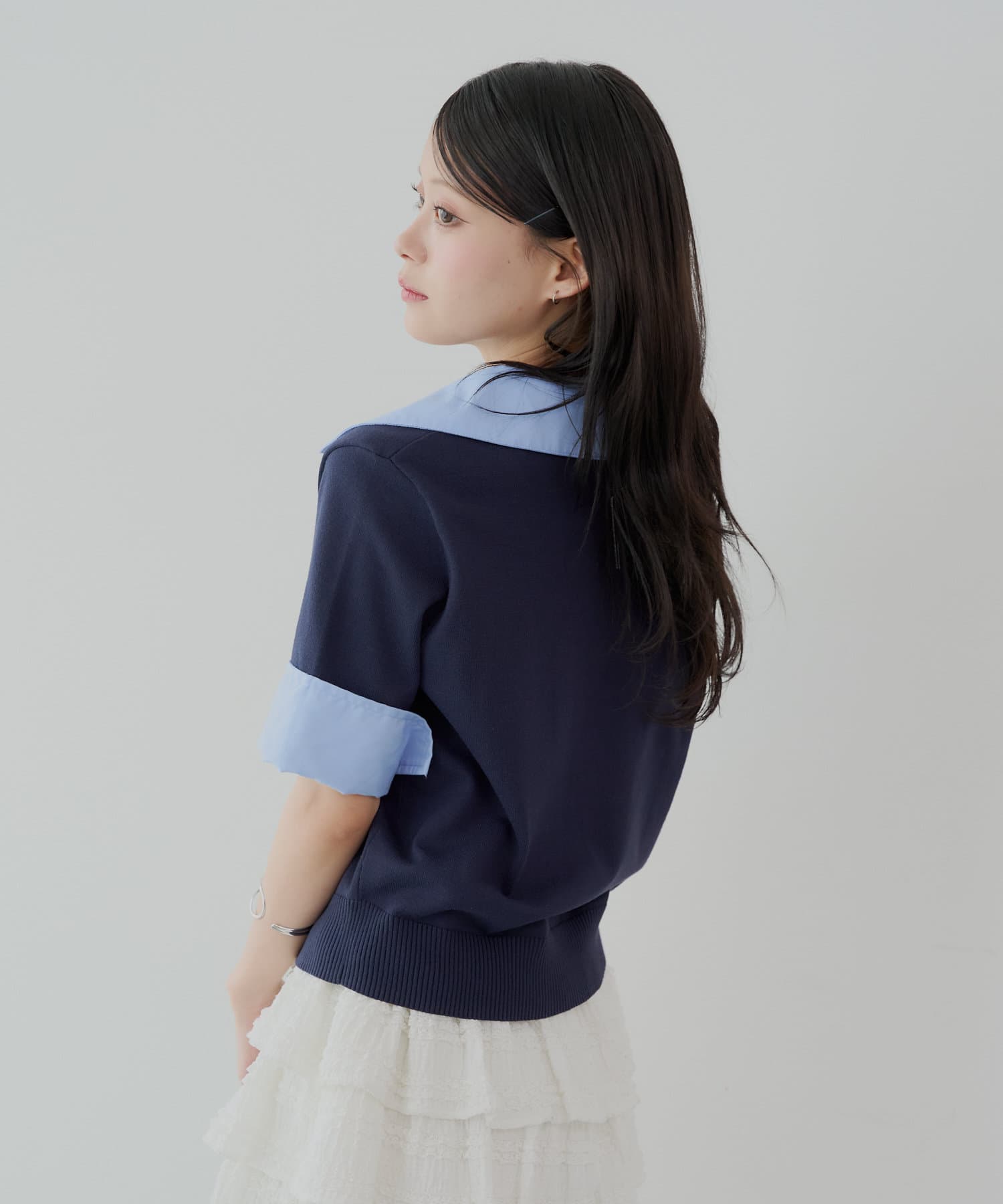 5分袖】刺繍入り襟付きポロニット | Chico(チコ)レディース 5分袖】刺繍入り襟付きポロニット | Chico(チコ)レディース
