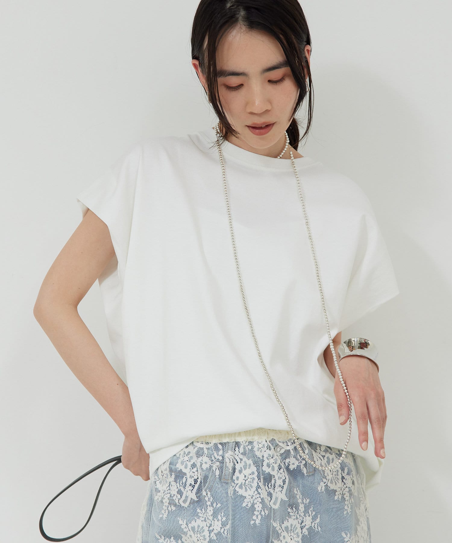 GALLARDAGALANTE(ガリャルダガランテ) 【手洗い可能】タックコクーンTシャツ