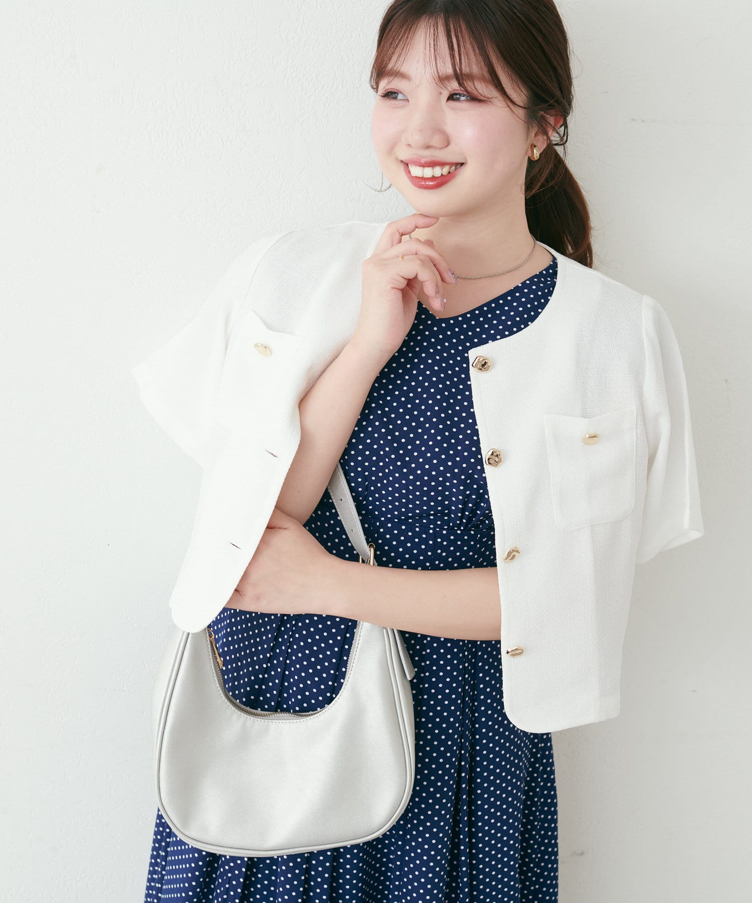 canami】金釦ツイードジャケット風TOPS | natural couture canami】金釦ツイードジャケット風TOPS | natural couture