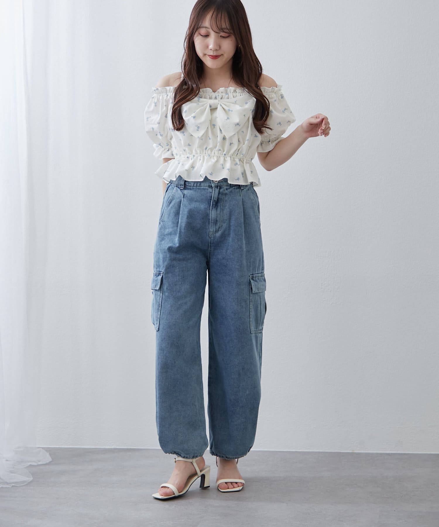 Remind me and forever(リマインドミーアンドフォーエバー) ヴィンテージライクデニムワイドカーゴパンツ