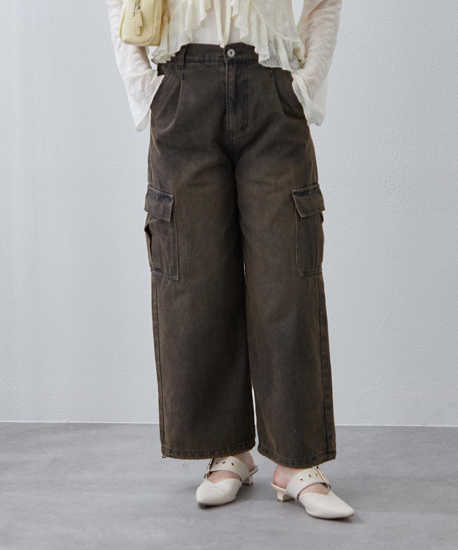 Remind me and forever(リマインドミーアンドフォーエバー) ヴィンテージライクデニムワイドカーゴパンツ