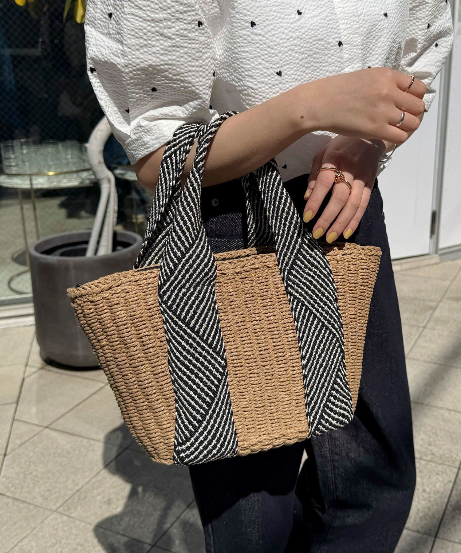 ◇fredy emue◇【2025 SS】ベーシックなデザインで使い勝手の良いテープハンドルカゴバッグ●point・春夏シーズンにぴったりなシンプルなデザインのカゴバッグです・持つだけで季節感を感じら