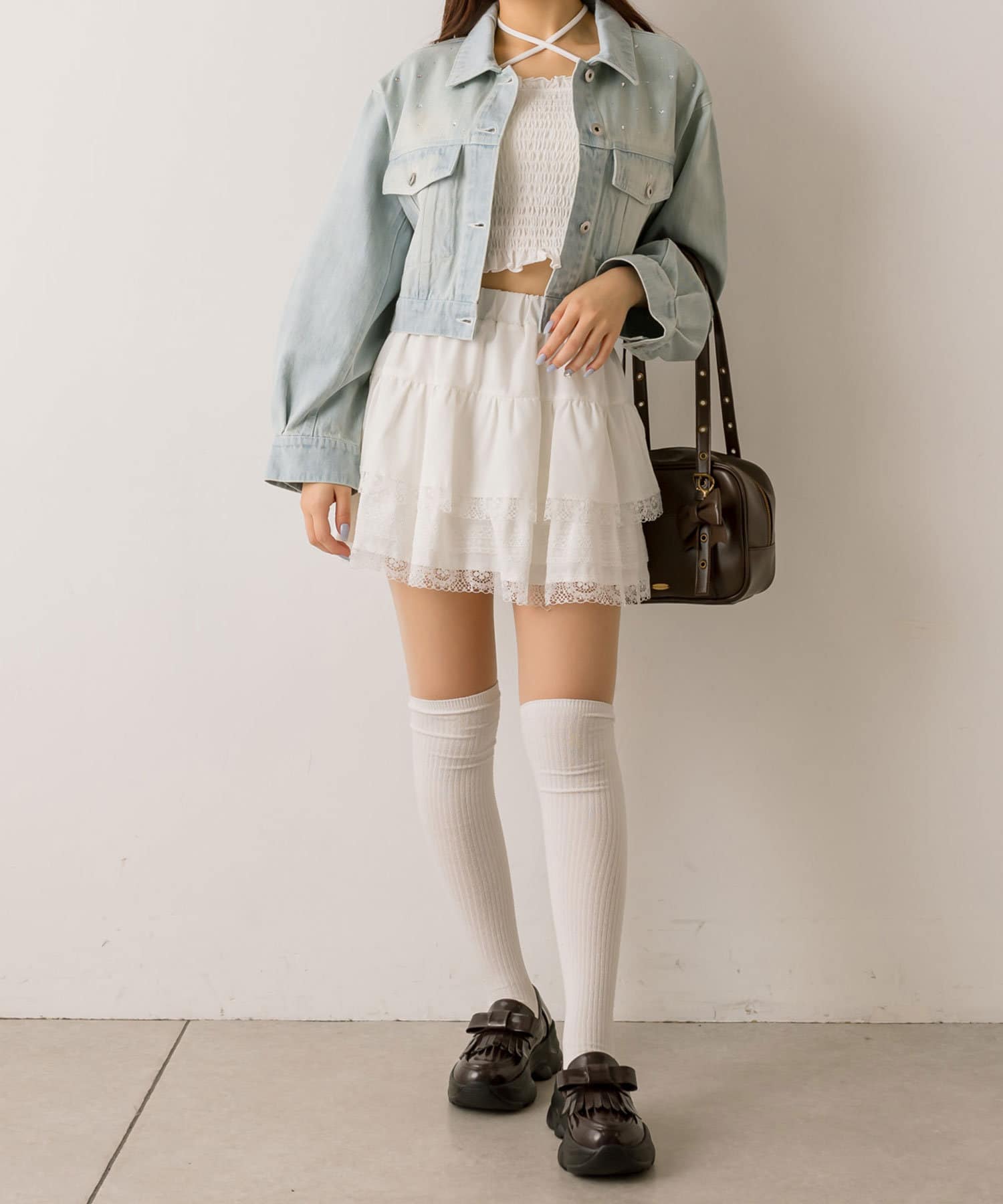 OLIVE des OLIVE】裾レースティアードミニスカート | NICE CLAUP