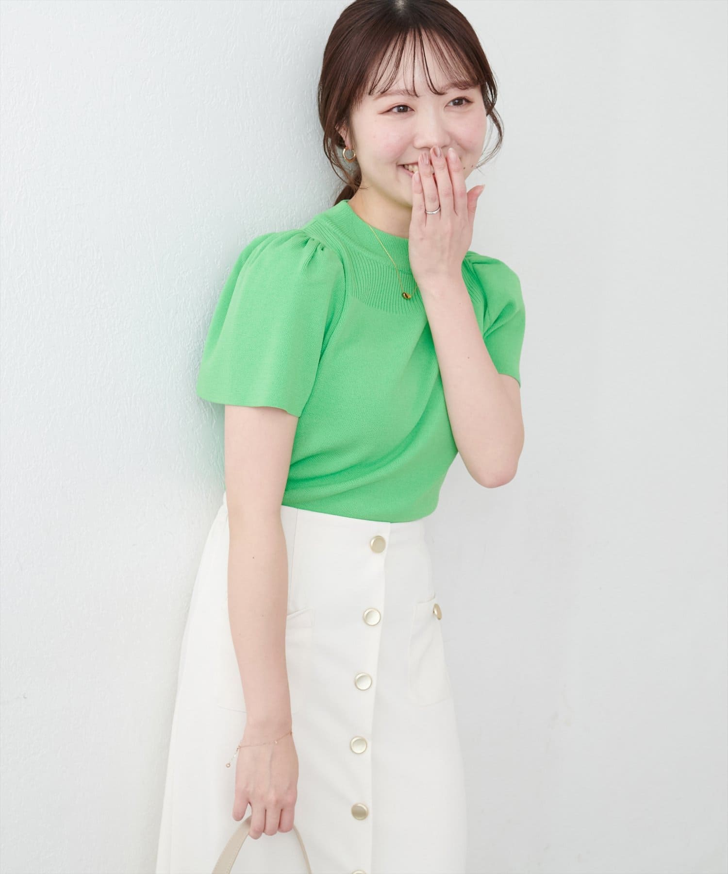 natural couture(ナチュラルクチュール) パルクロ・店舗限定 /【mizumami】フリル袖プチハイニットプルオーバー