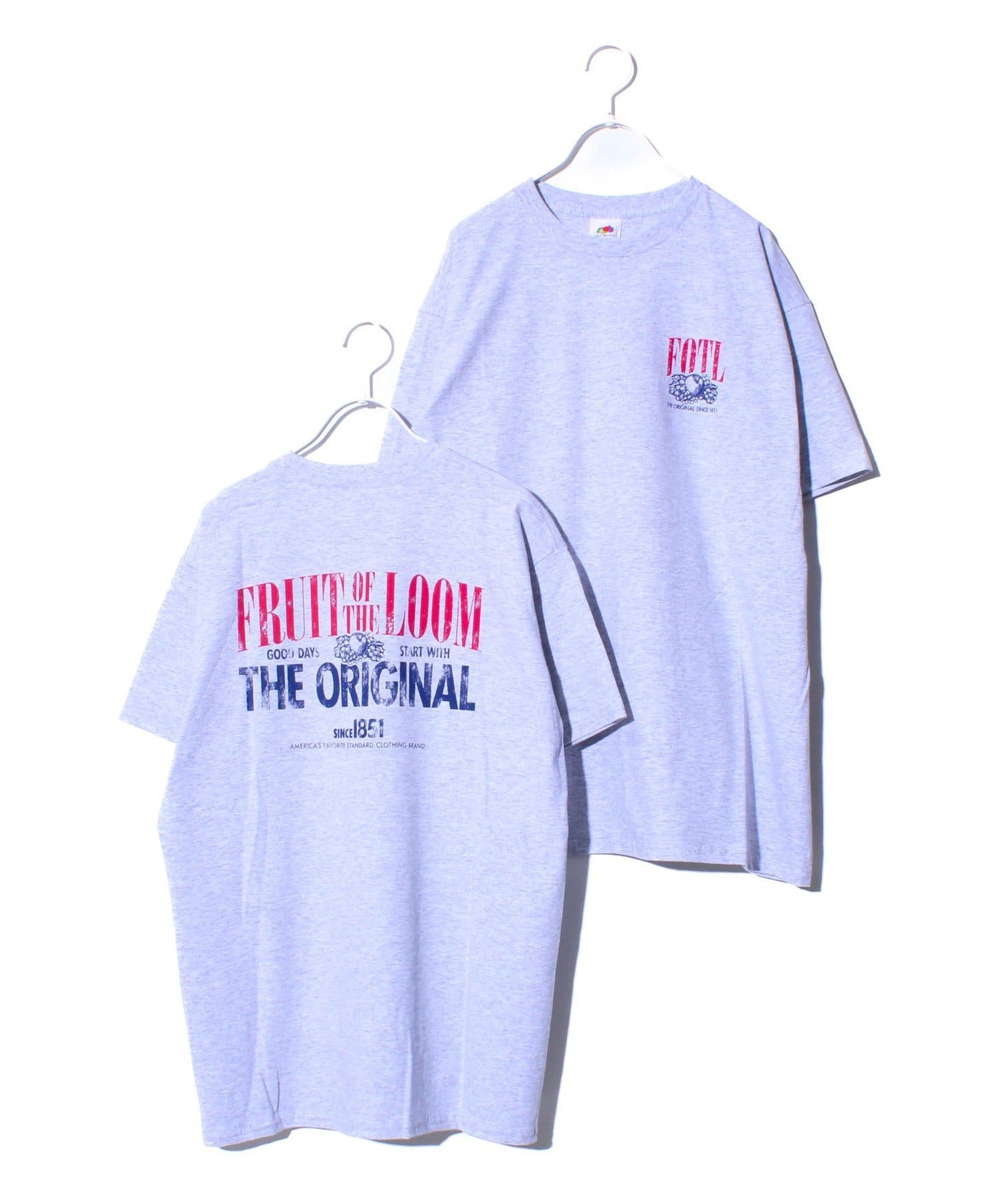 フルーツオブザルームのロゴプリントTシャツ・胸元のワンポイントとバックプリントのデザイン・1枚着からインナー使いまで幅広く活躍する1枚・男女問わず着ていただけるユニセックスアイテム【FRUIT OF 