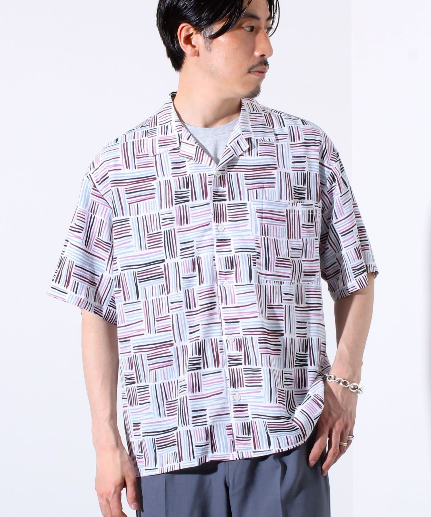 GLOSTER】オールオーバーパターン 柄シャツ アロハシャツ GLOSTER】オールオーバーパターン 柄シャツ アロハシャツ
