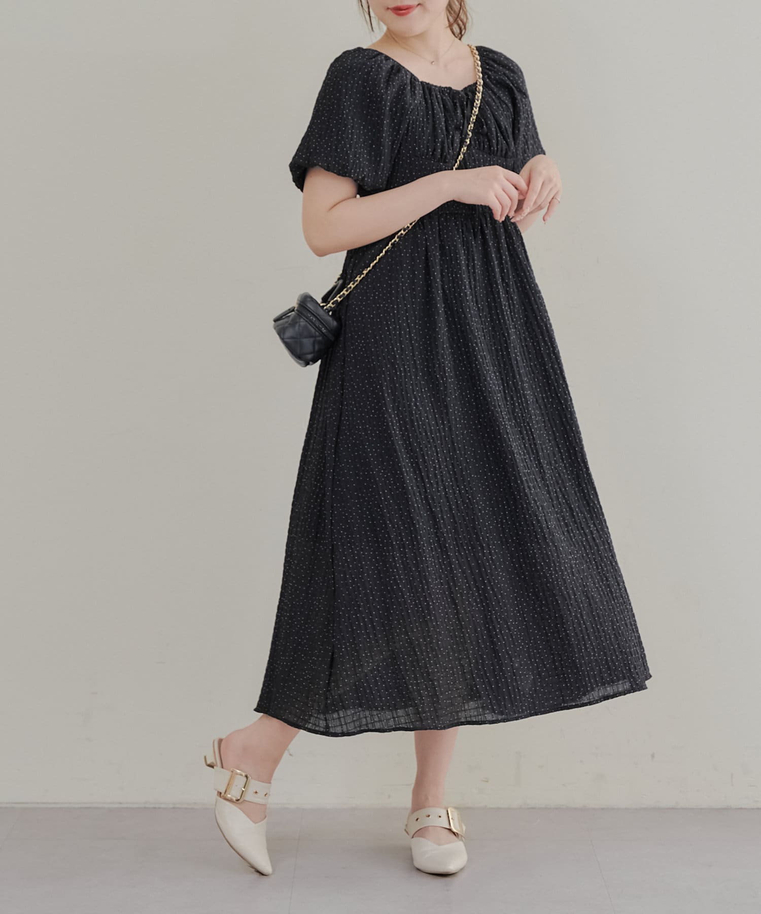 Remind me and forever(リマインドミーアンドフォーエバー) 【お出かけコーデにぴったり！】ドットオフショルワンピース