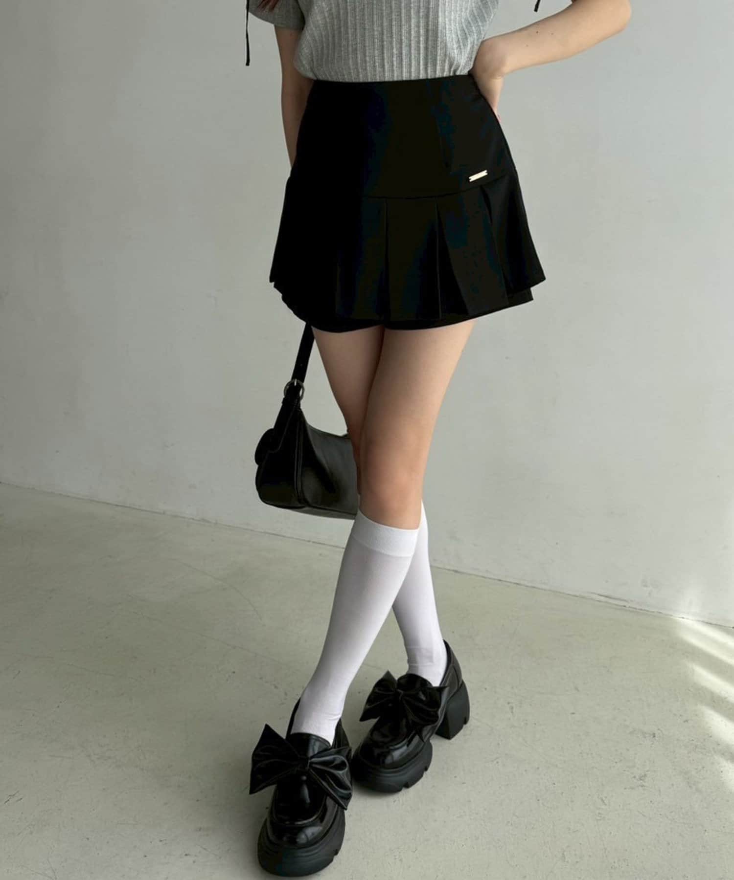 one after another NICE CLAUP(ワンアフターアナザー ナイスクラップ) プレート付きプリーツスカパン/S・Mサイズ展開