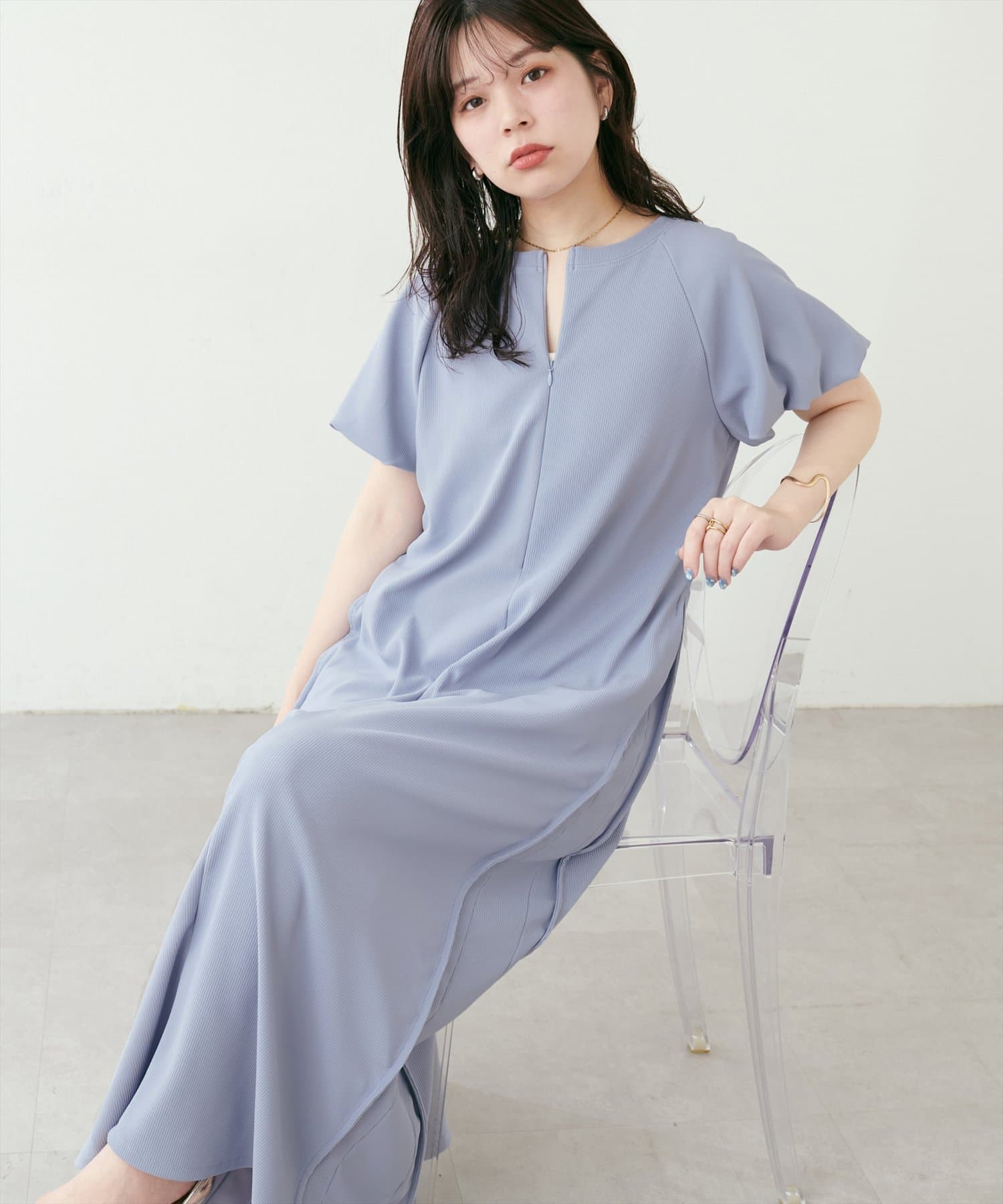 natural couture(ナチュラルクチュール) 【mamamo】osono楽ちん2WAYリップルワンピース