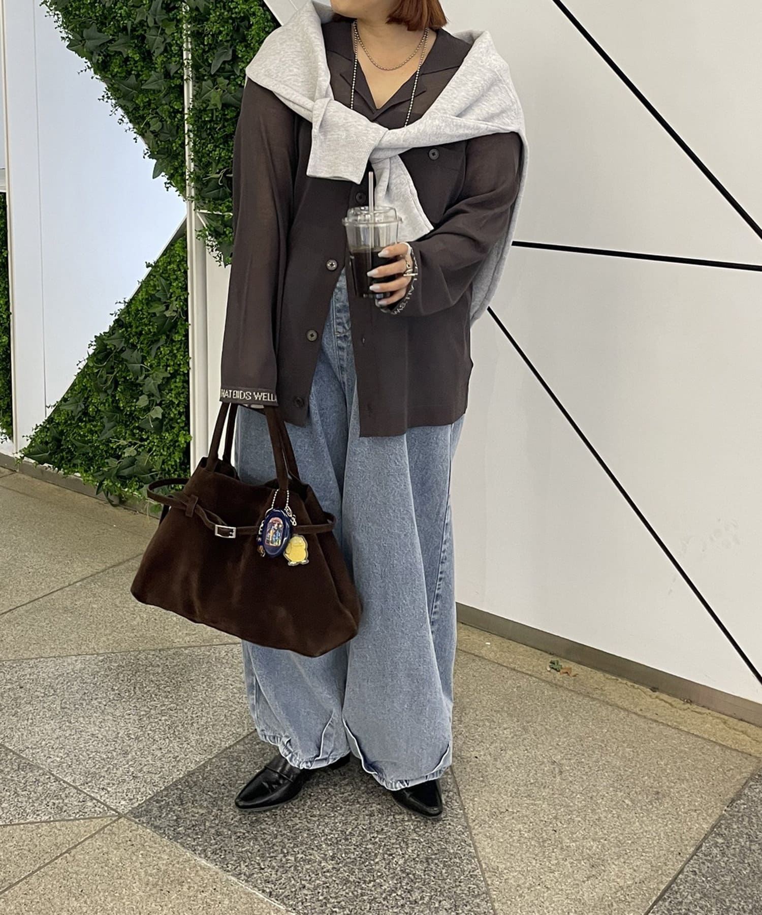 Remind me and forever(リマインドミーアンドフォーエバー) 【NUNIFE】袖ロゴ開襟ニットカーディガン