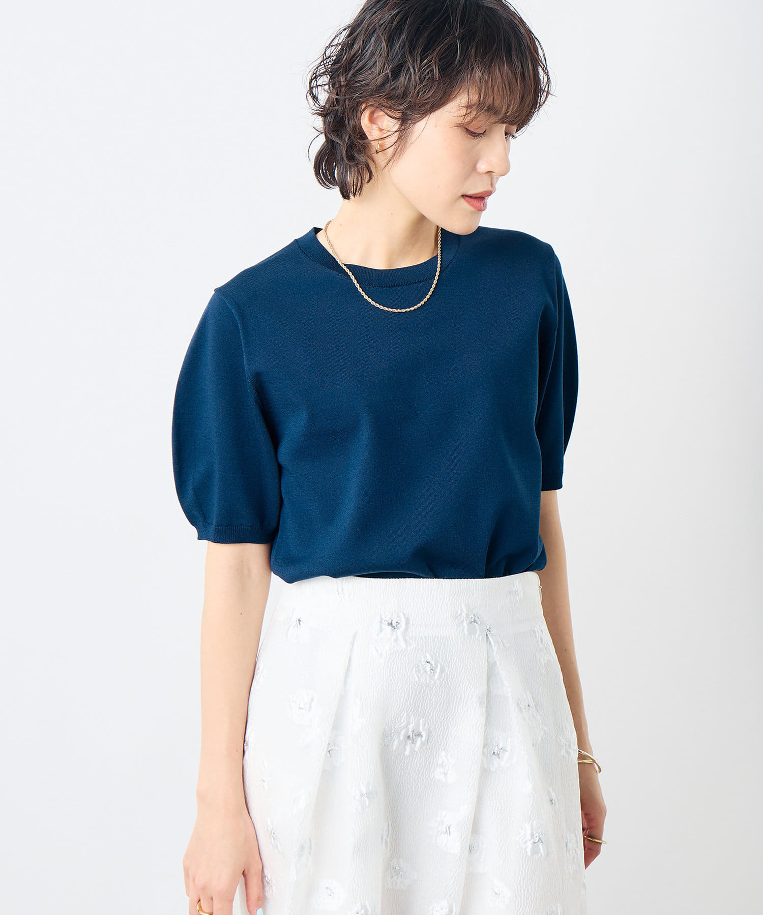NOLLEY'S(ノーリーズ) 《手洗い可能》バックパールフォルム袖プルオーバーニット