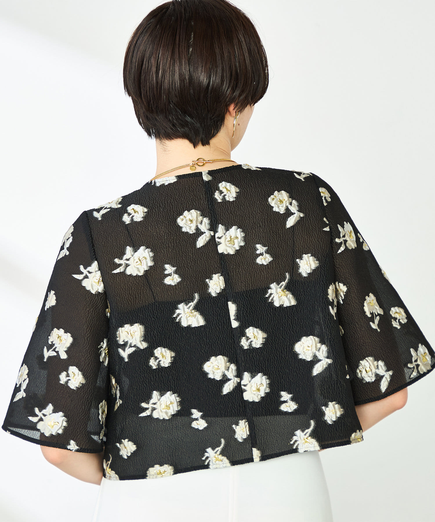 NOLLEY'S(ノーリーズ) 《セットアップ対応》ラメフラワージャガードブラウス