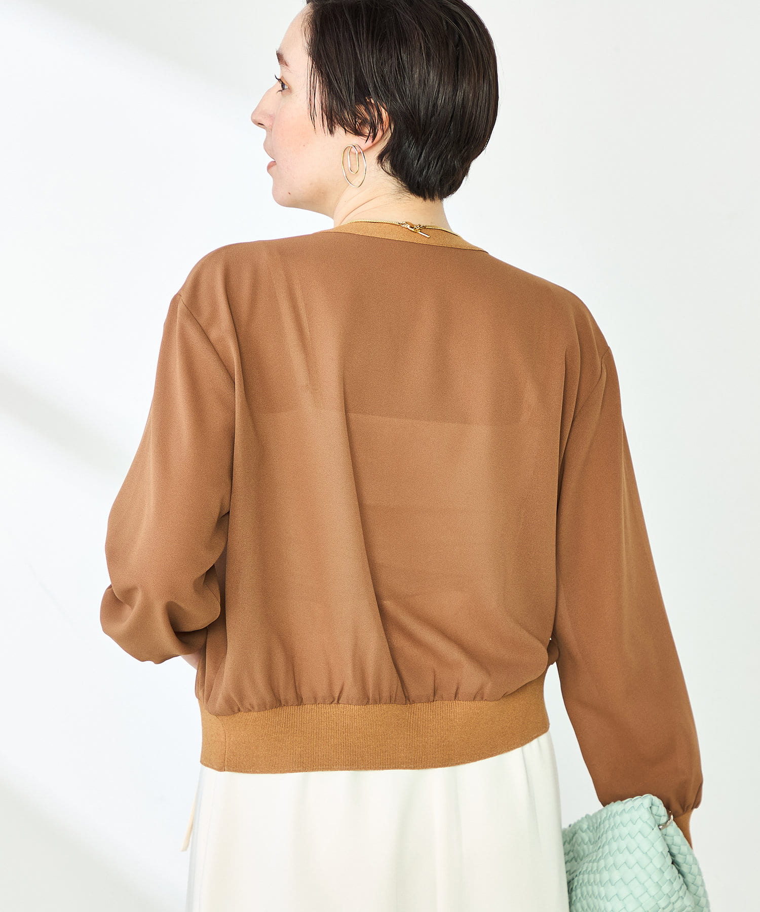 NOLLEY'S(ノーリーズ) 《手洗い可能》シフォンVネックカーディガン