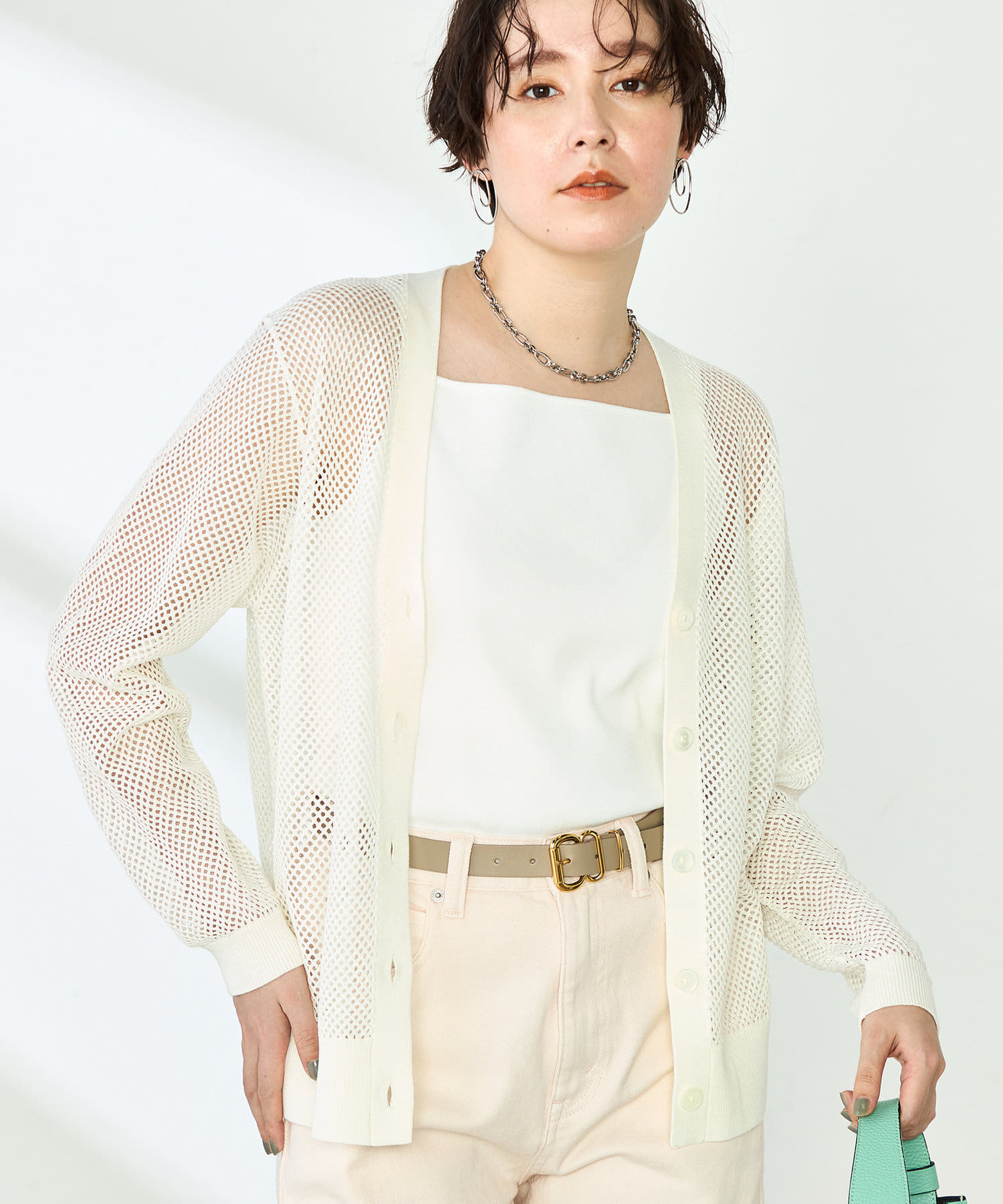 手洗い可能》メッシュ長袖Vネックカーディガン | NOLLEY'S 手洗い可能》メッシュ長袖Vネックカーディガン | NOLLEY'S