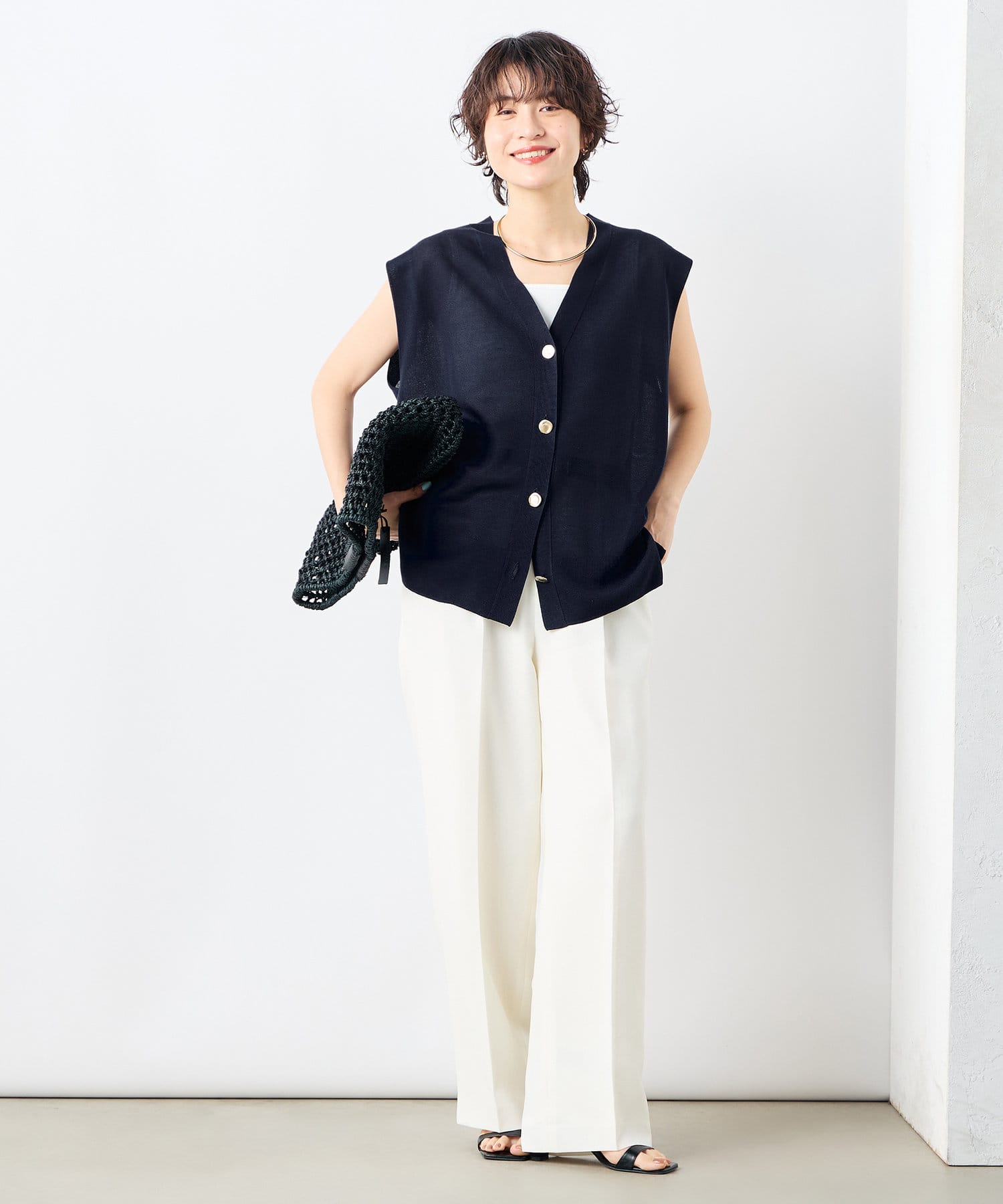 ベスト ジレ 「手洗い可能」ドライタッチ肩タックベスト レディース NOLLEY'S ベスト ジレ 「手洗い可能」ドライタッチ肩タック
