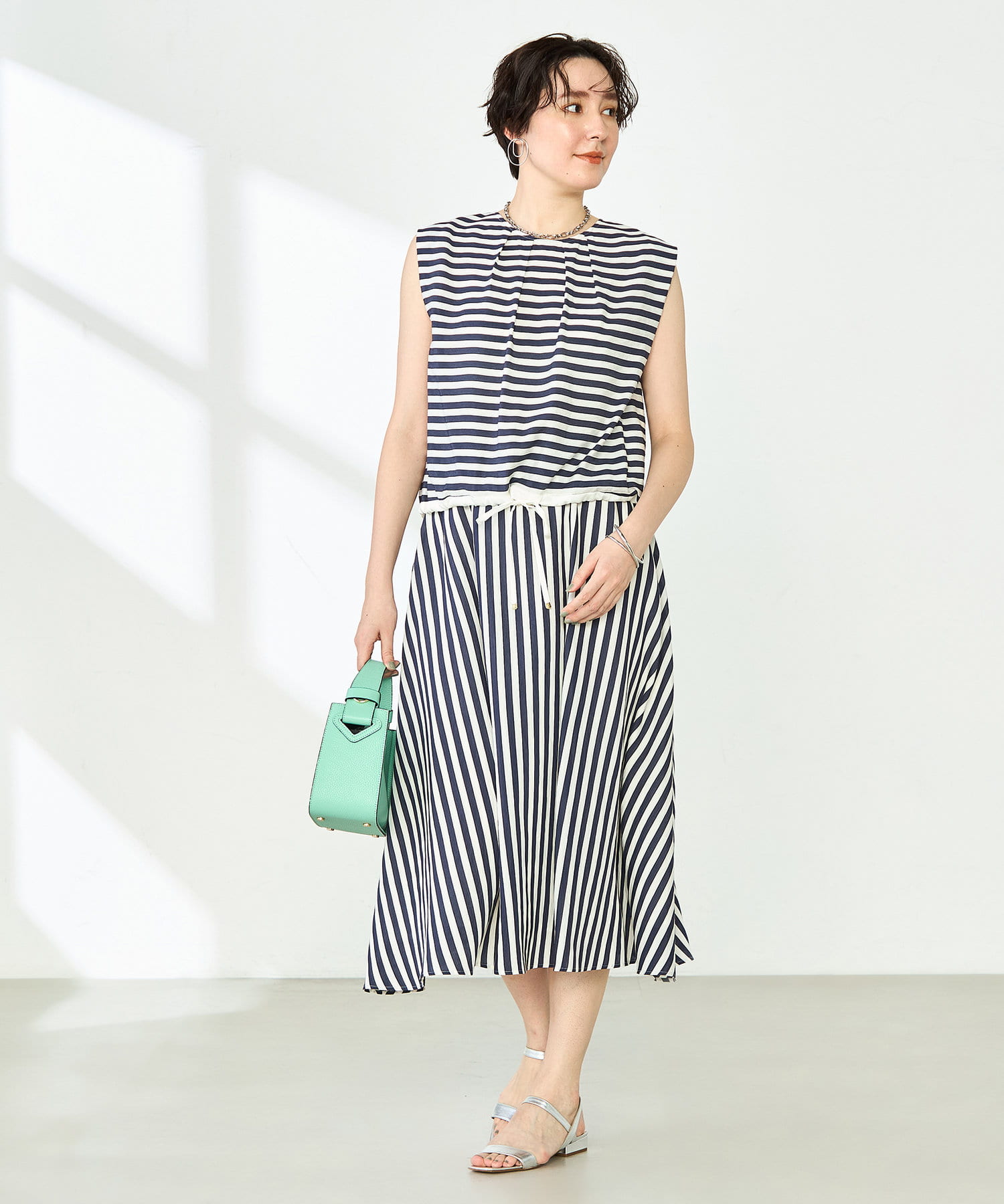 ドビーボーダータックショルダーブラウス ルクールブラン le.coeur blanc ドビーボーダータックショルダー