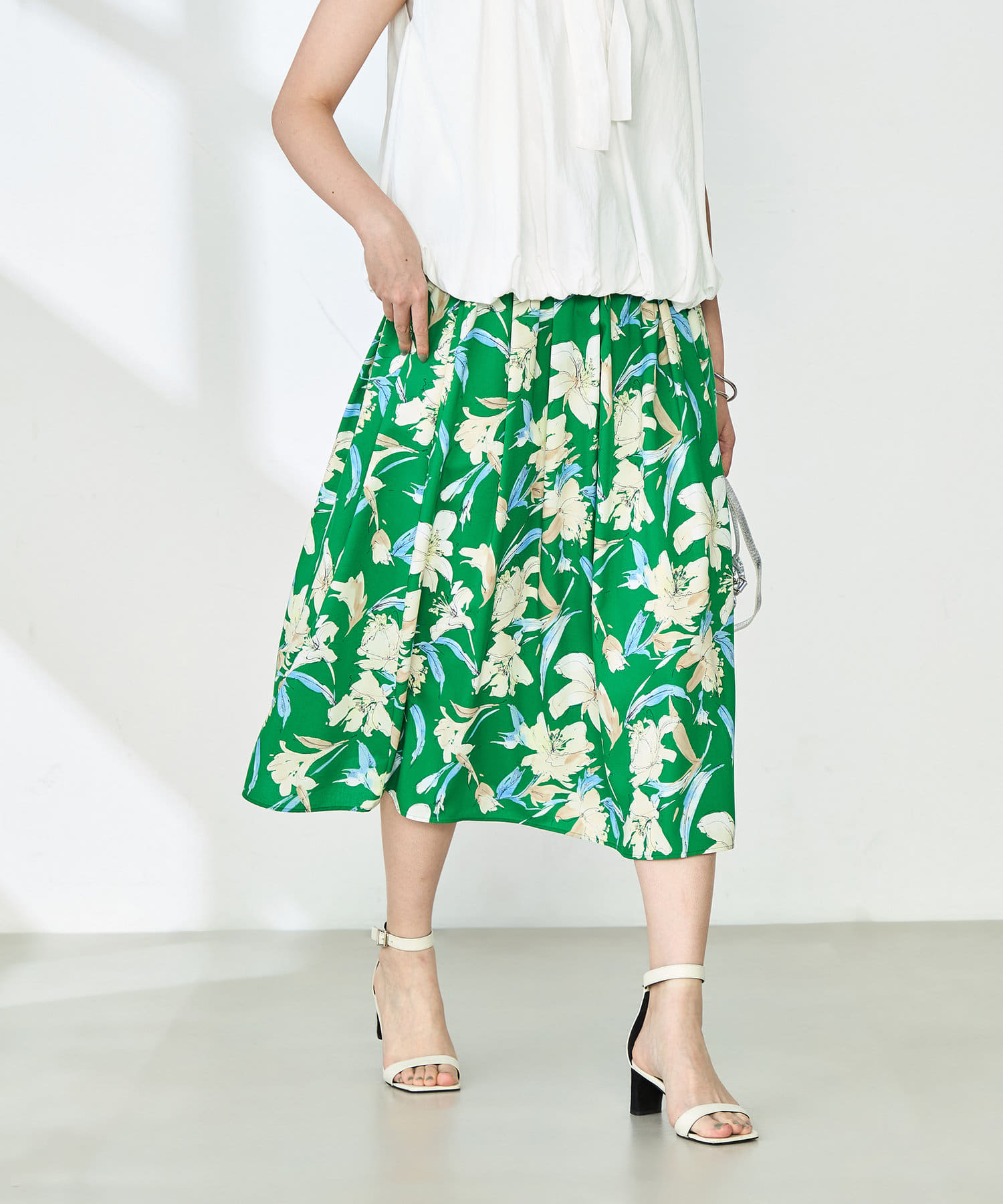 NOLLEY'S(ノーリーズ) ウォッシャブルフラワープリントスカート