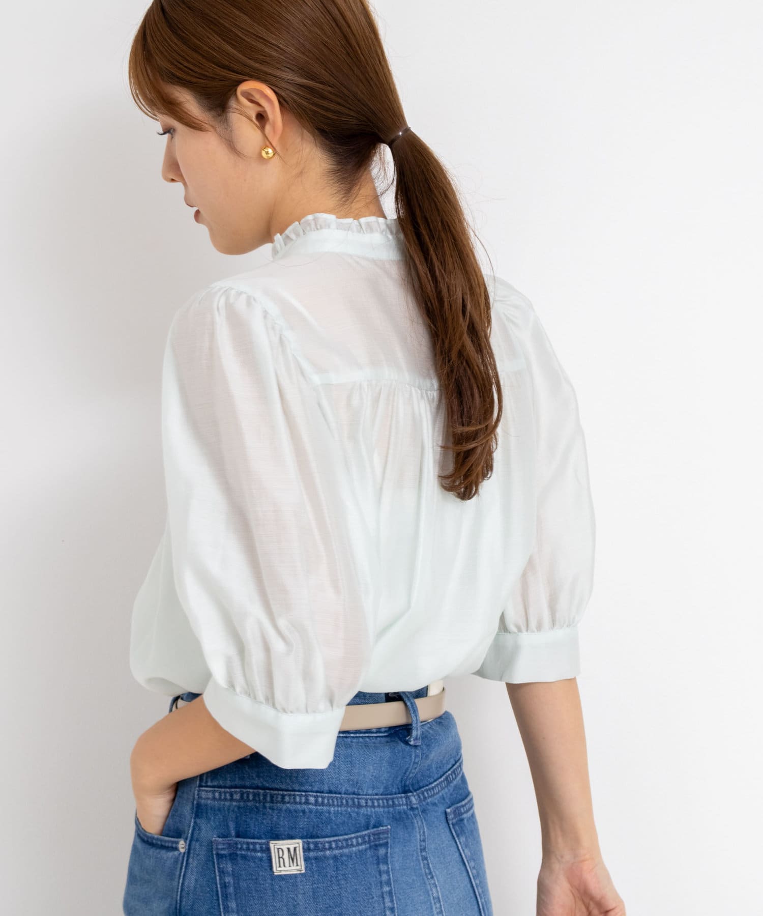 NOLLEY'S(ノーリーズ) 5分袖衿フリルブラウス