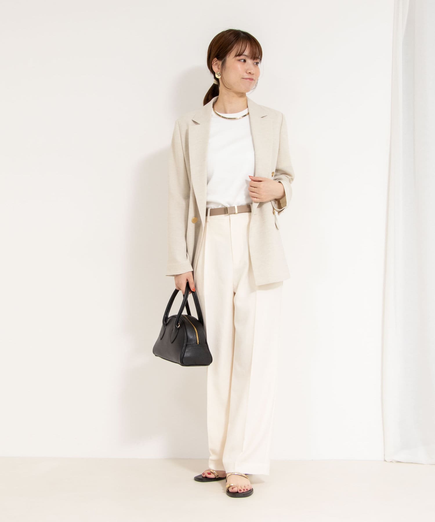 NOLLEYS【新品未使用】リネン混 グリーン ダブル ジャケット ワイドパンツ PR林☆別注カラーあり】ウォッシャブルツイルストレッチ愛され