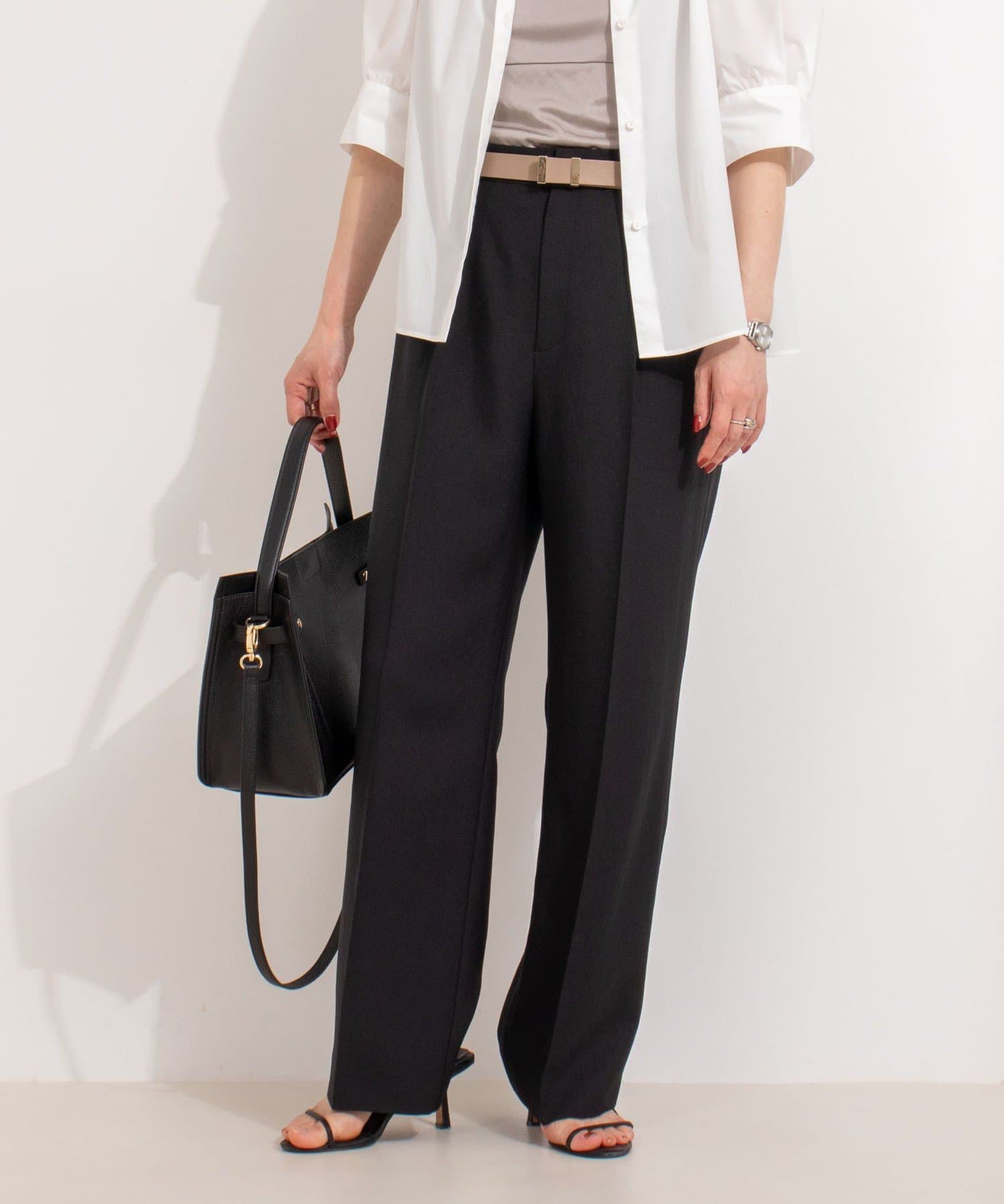 NOLLEY'S(ノーリーズ) 【PR林☆別注カラーあり】ウォッシャブルツイルストレッチ愛されワイドパンツ
