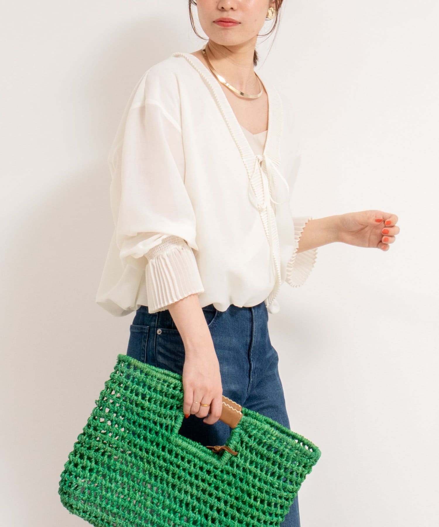 ブラウス シャツ プリーツカラー2WAYブラウス レディース Rie Miller ブラウス シャツ プリーツカラー2WAYブラウス